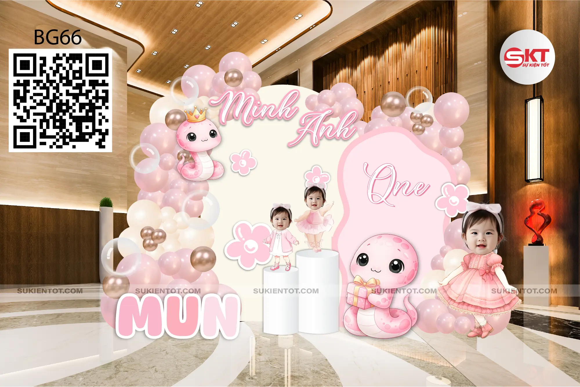 File thiết kế sinh nhật bé gái tone hồng BG66