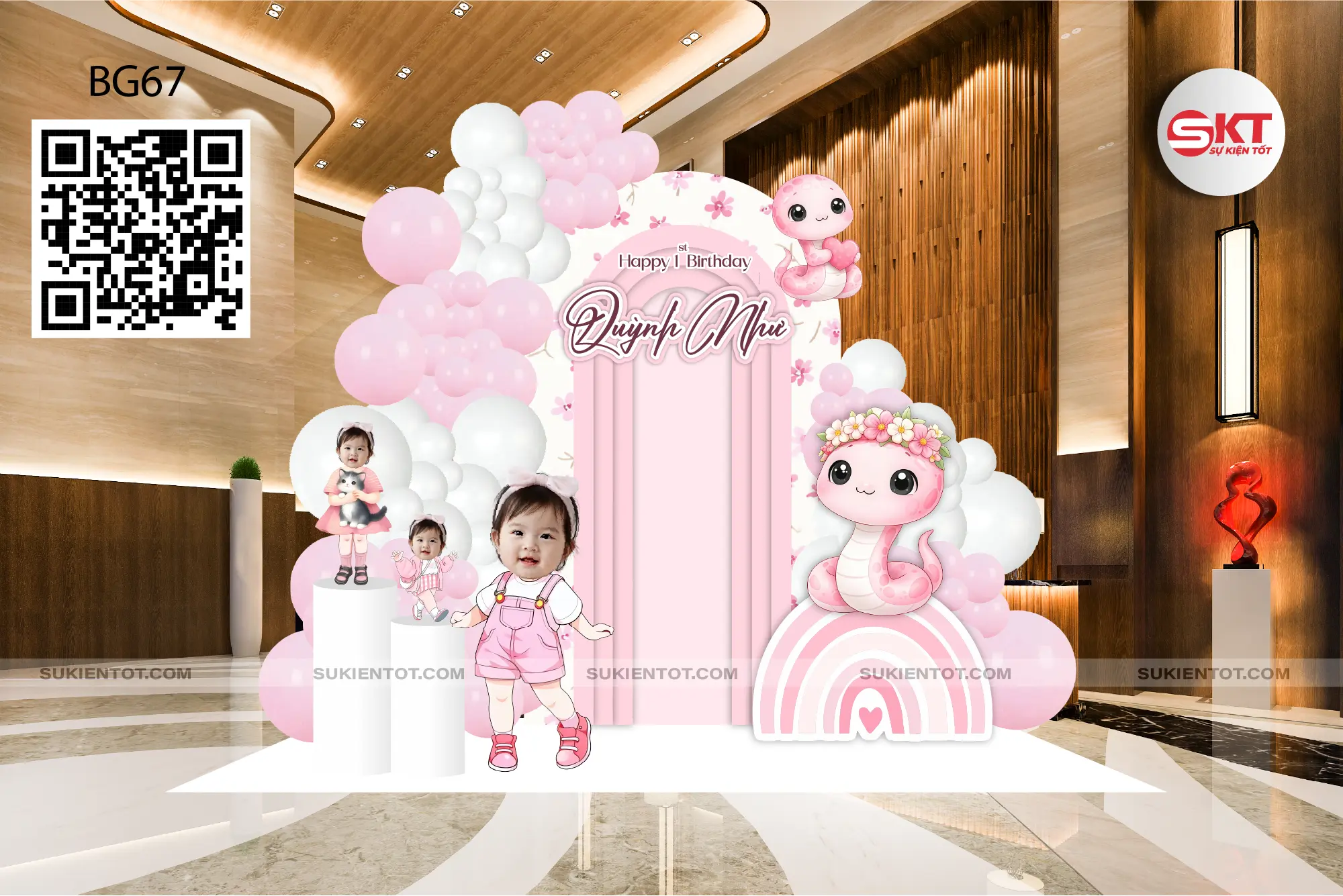 File thiết kế sinh nhật bé gái tone hồng BG67