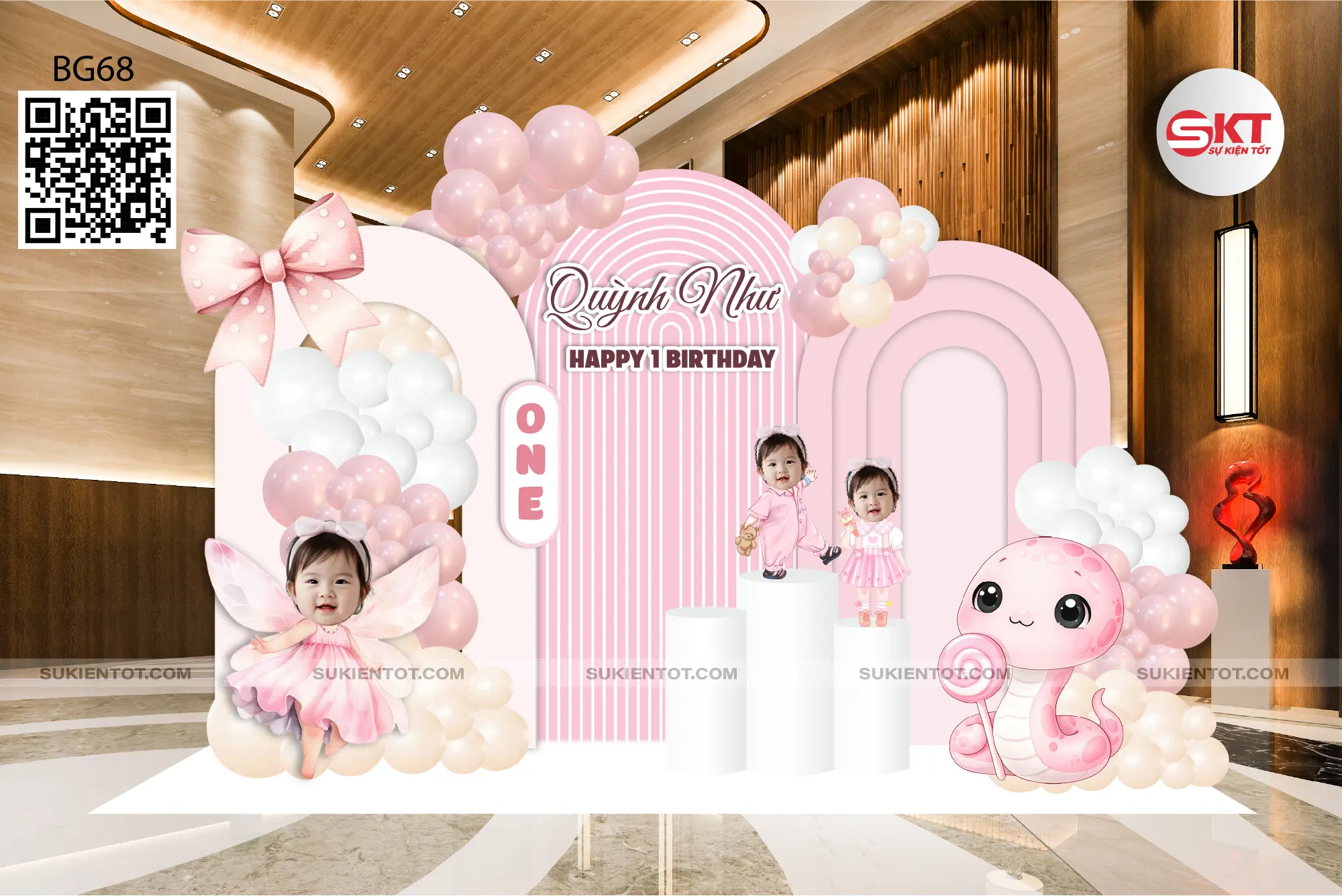 File thiết kế sinh nhật bé gái tone hồng BG68