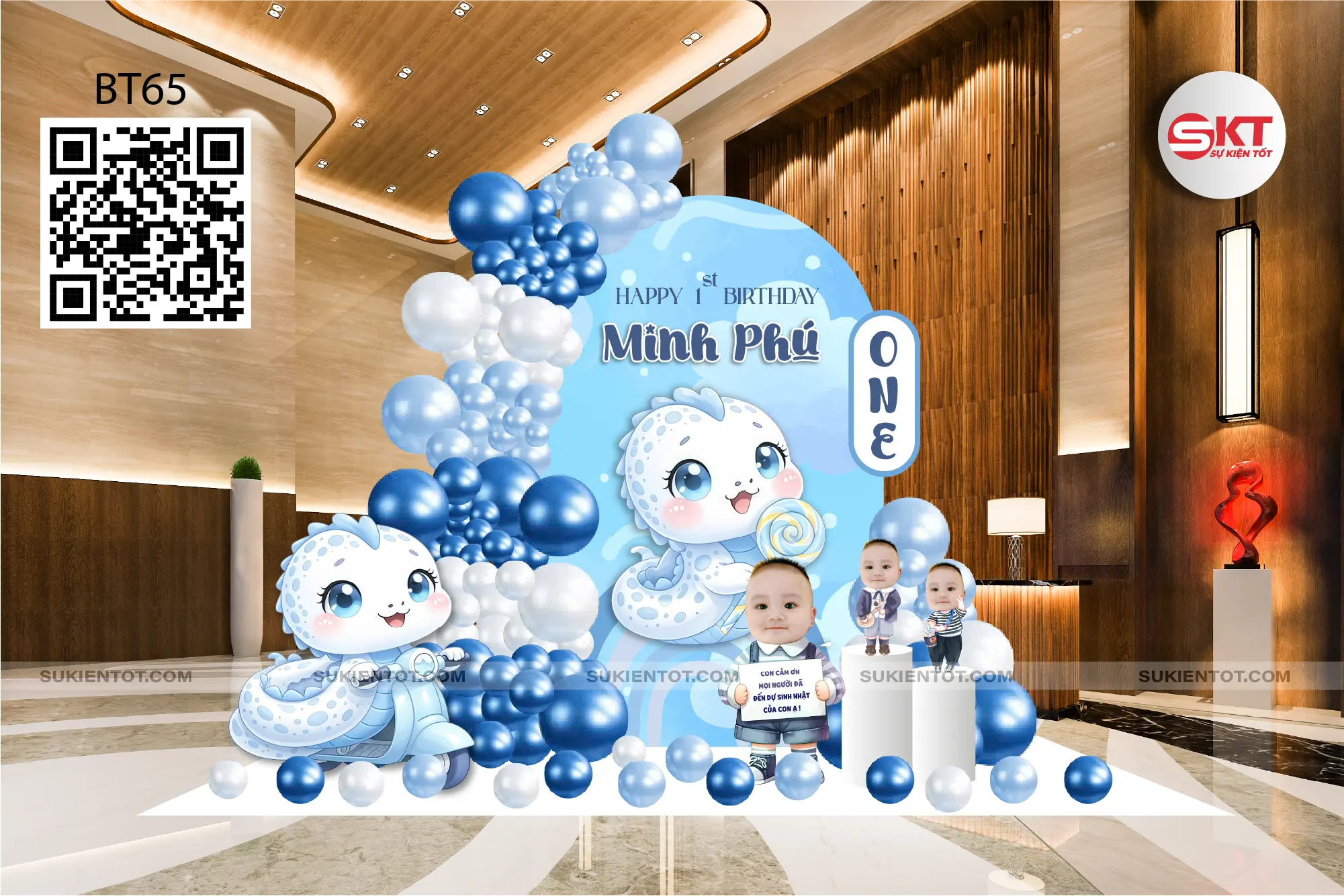 File thiết kế sinh nhật bé trai tone xanh da trời BT65