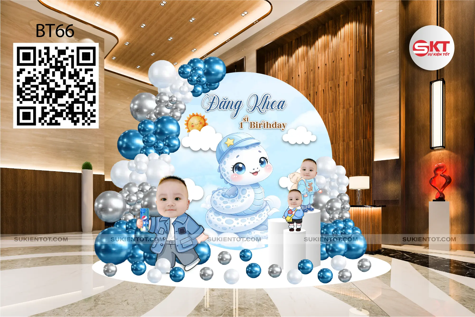 File thiết kế sinh nhật bé trai tone xanh da trời BT66