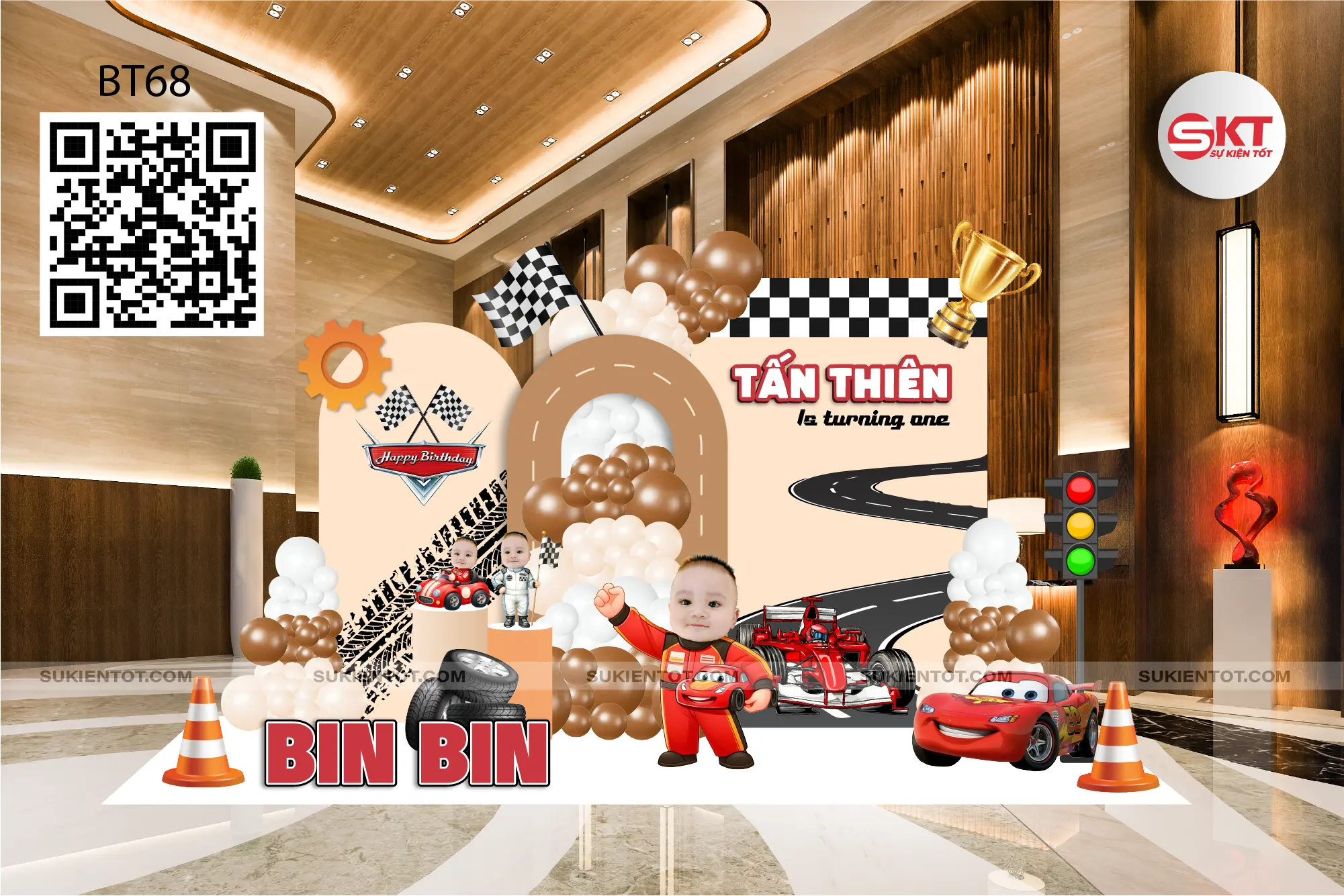 File thiết kế sinh nhật bé trai tone be nâu BT68
