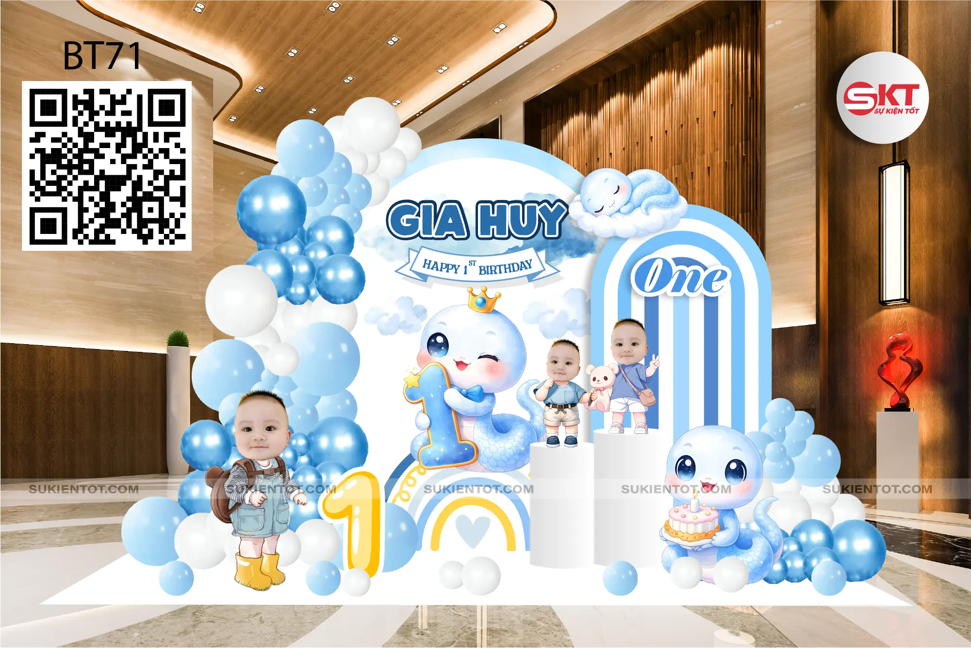 File thiết kế sinh nhật bé trai tone xanh da trời BT71