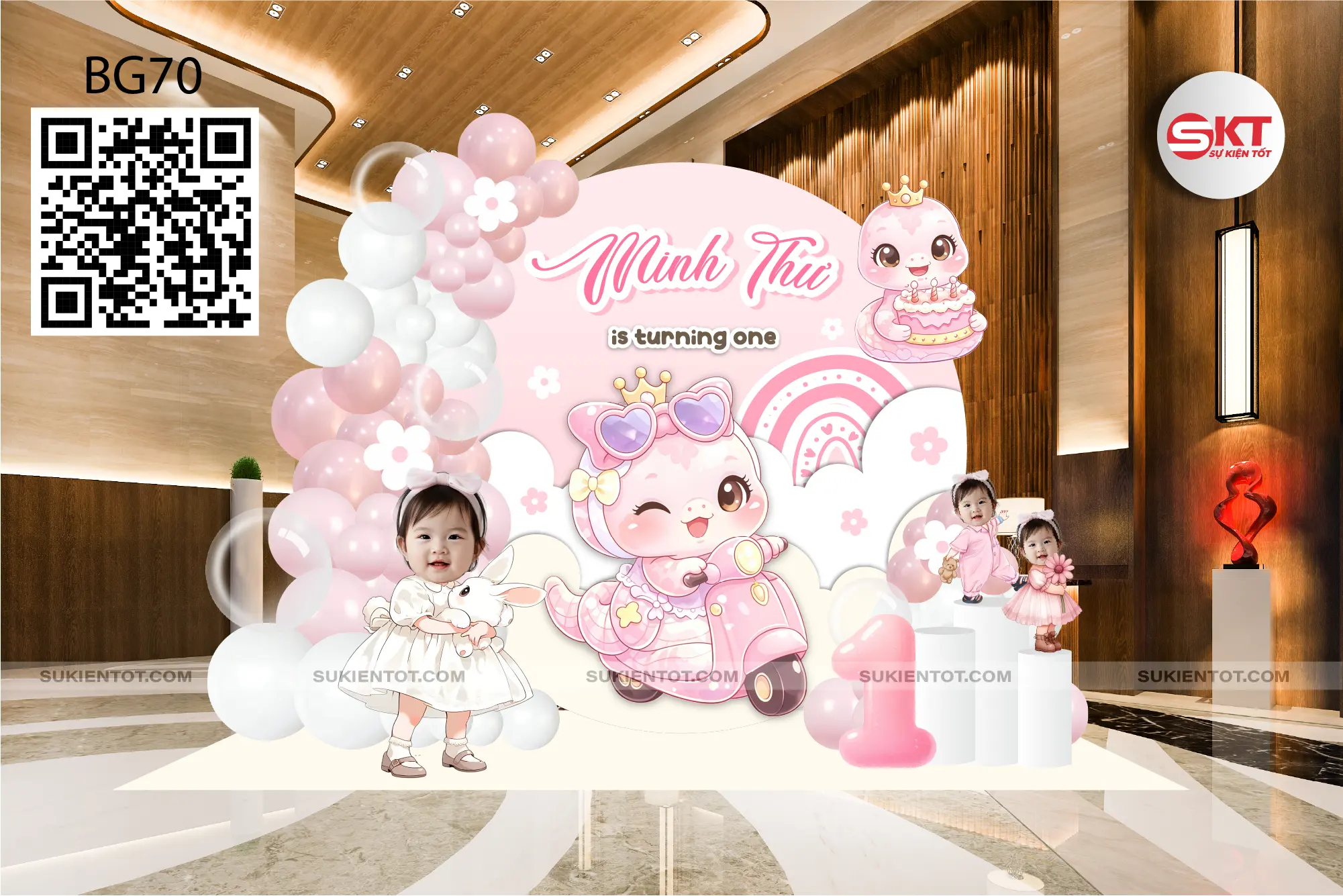 File thiết kế sinh nhật bé gái tone hồng BG70