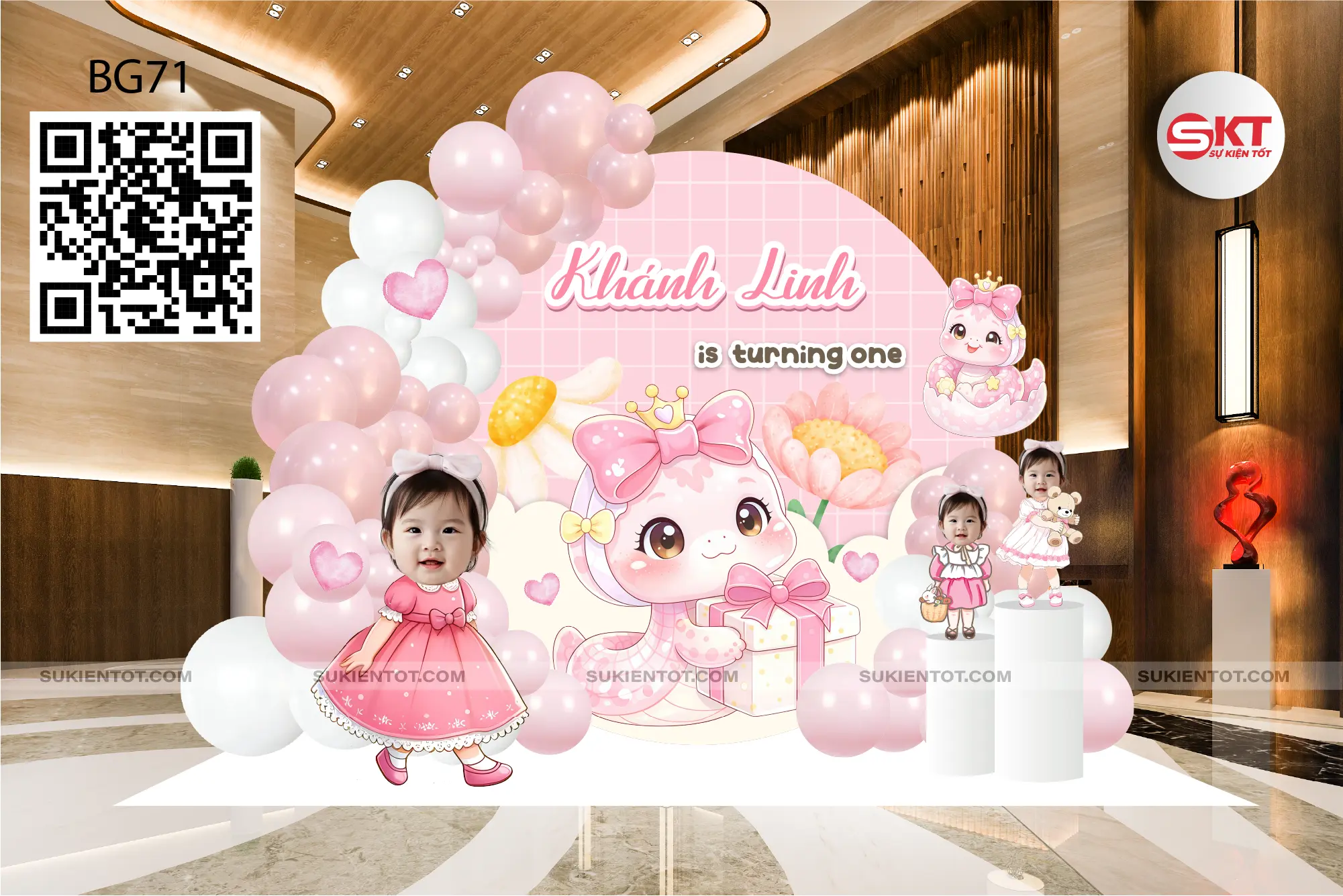 File thiết kế sinh nhật bé gái tone hồng BG71