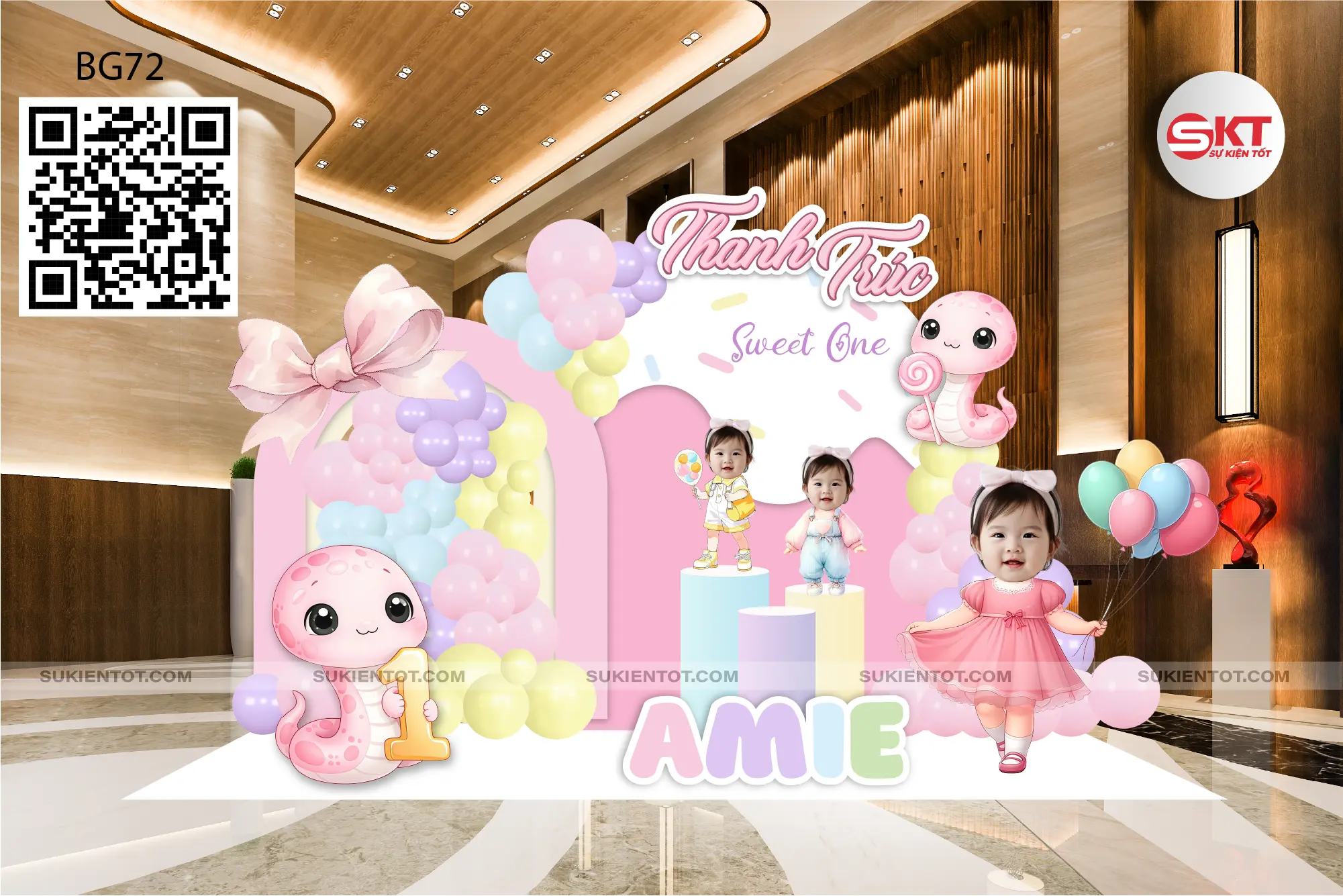 File thiết kế sinh nhật bé gái tone hồng BG72
