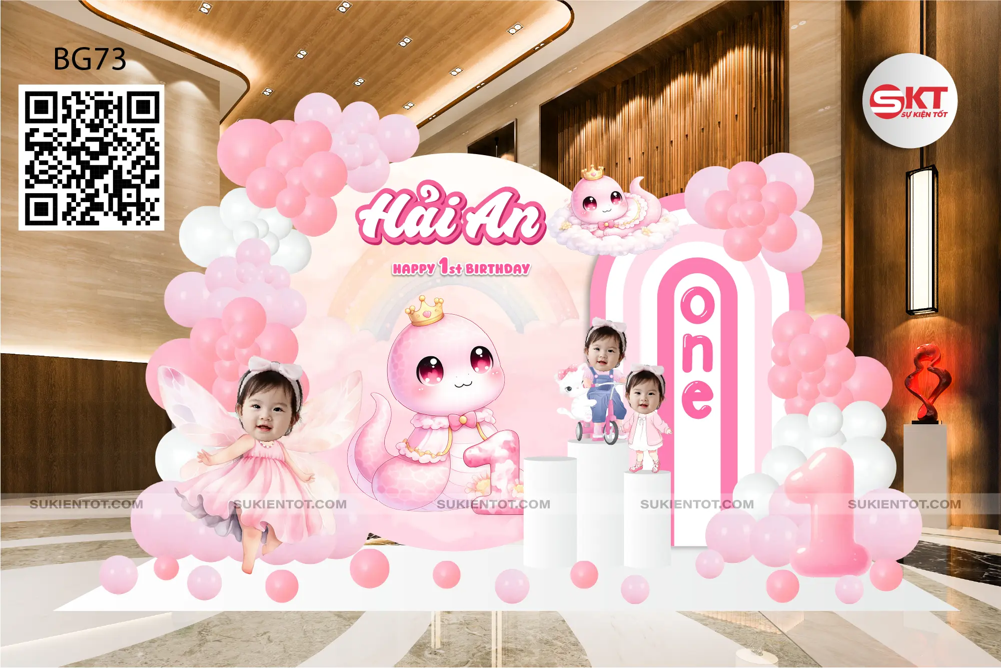 File thiết kế sinh nhật bé gái tone hồng BG73