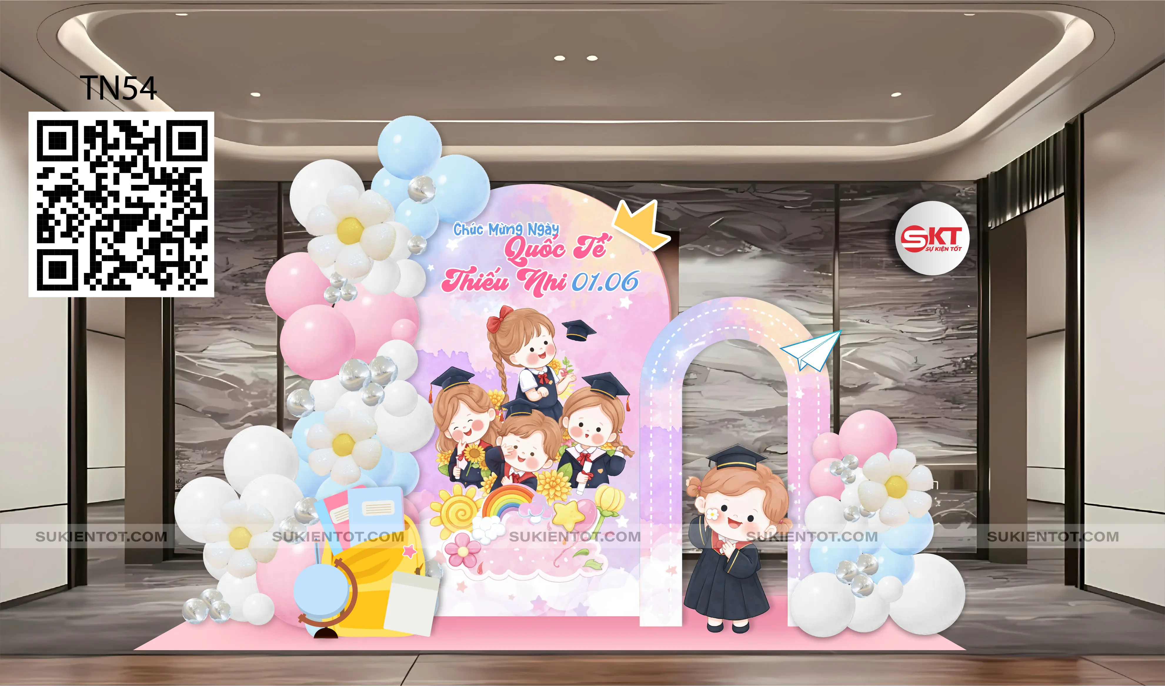 File thiết kế Quốc Tế Thiếu Nhi tone hồng TN54