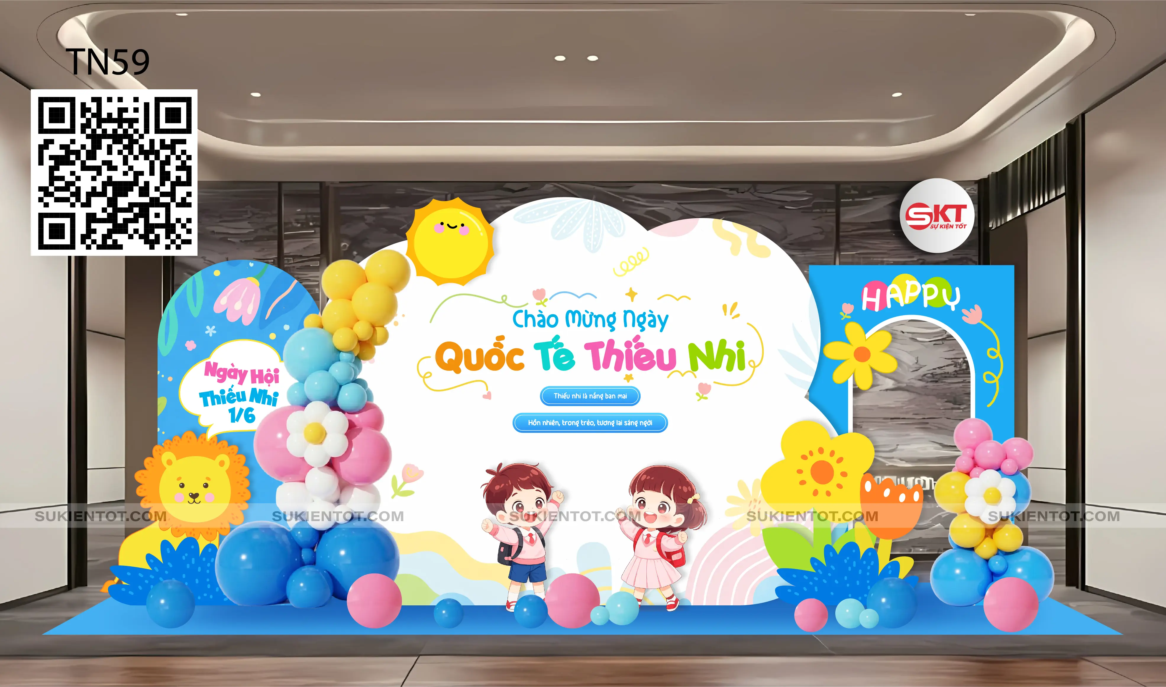 File thiết kế Quốc Tế Thiếu Nhi tone xanh da trời TN59