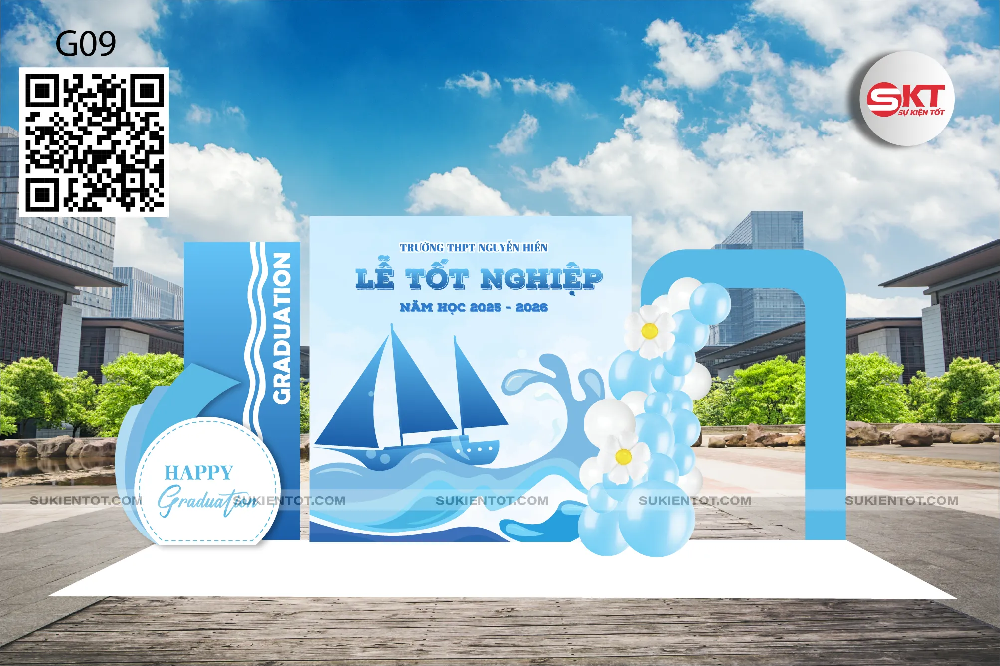 File thiết kế lễ tốt nghiệp tone xanh da trời G09