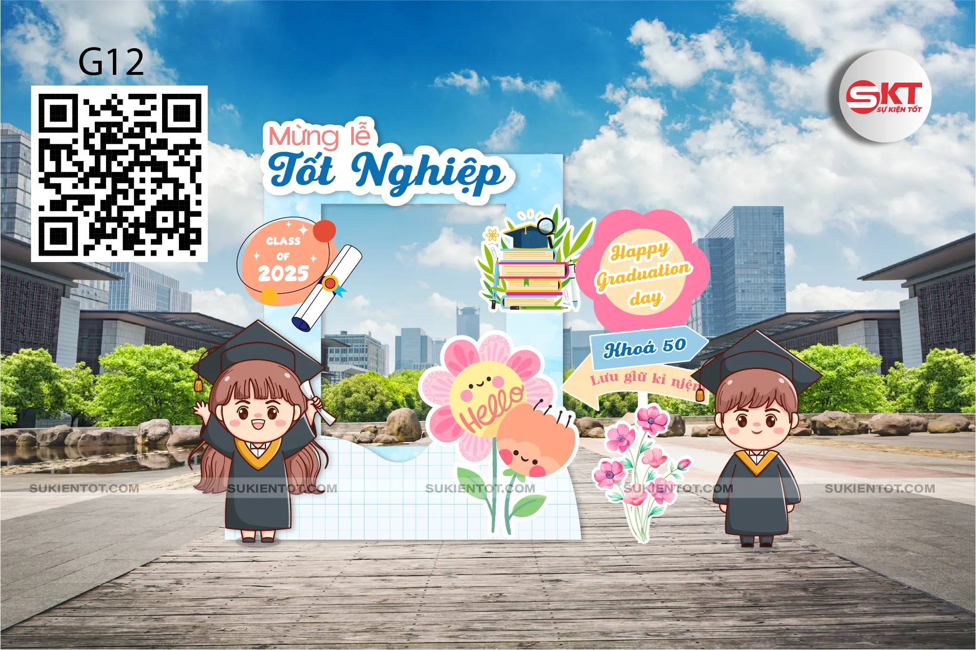 File thiết kế lễ tốt nghiệp tone xanh da trời G12
