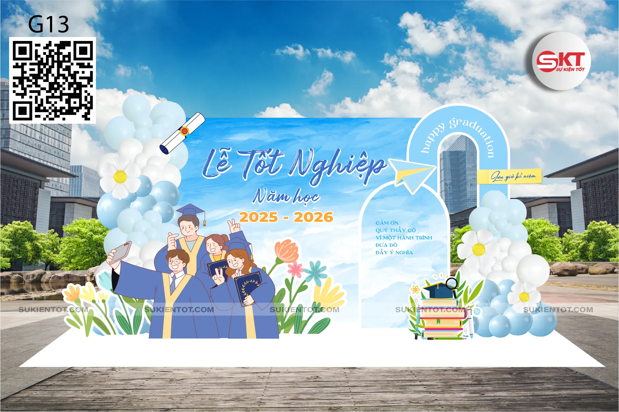 File thiết kế lễ tốt nghiệp tone xanh da trời G13