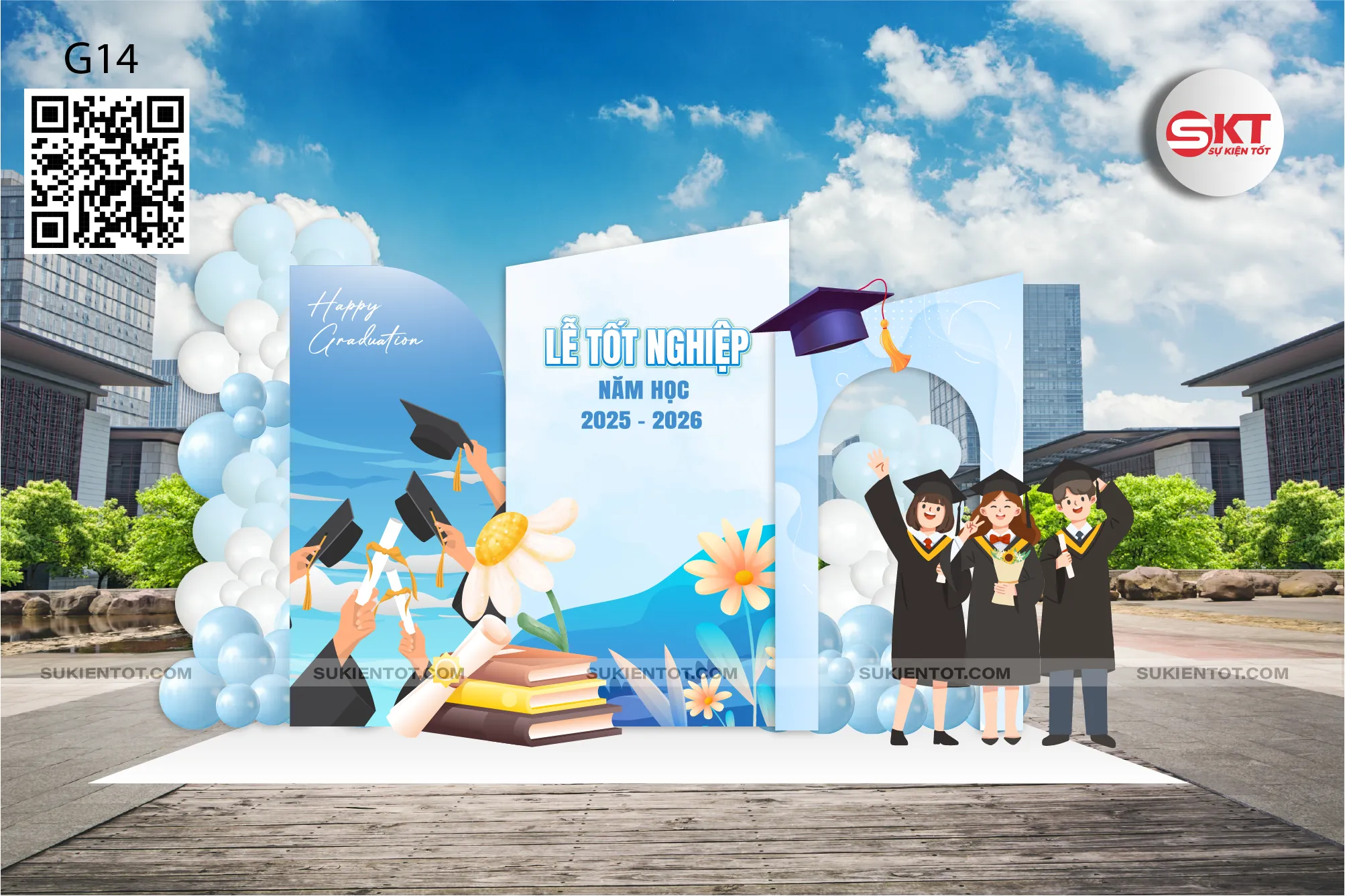File thiết kế lễ tốt nghiệp tone xanh da trời G14