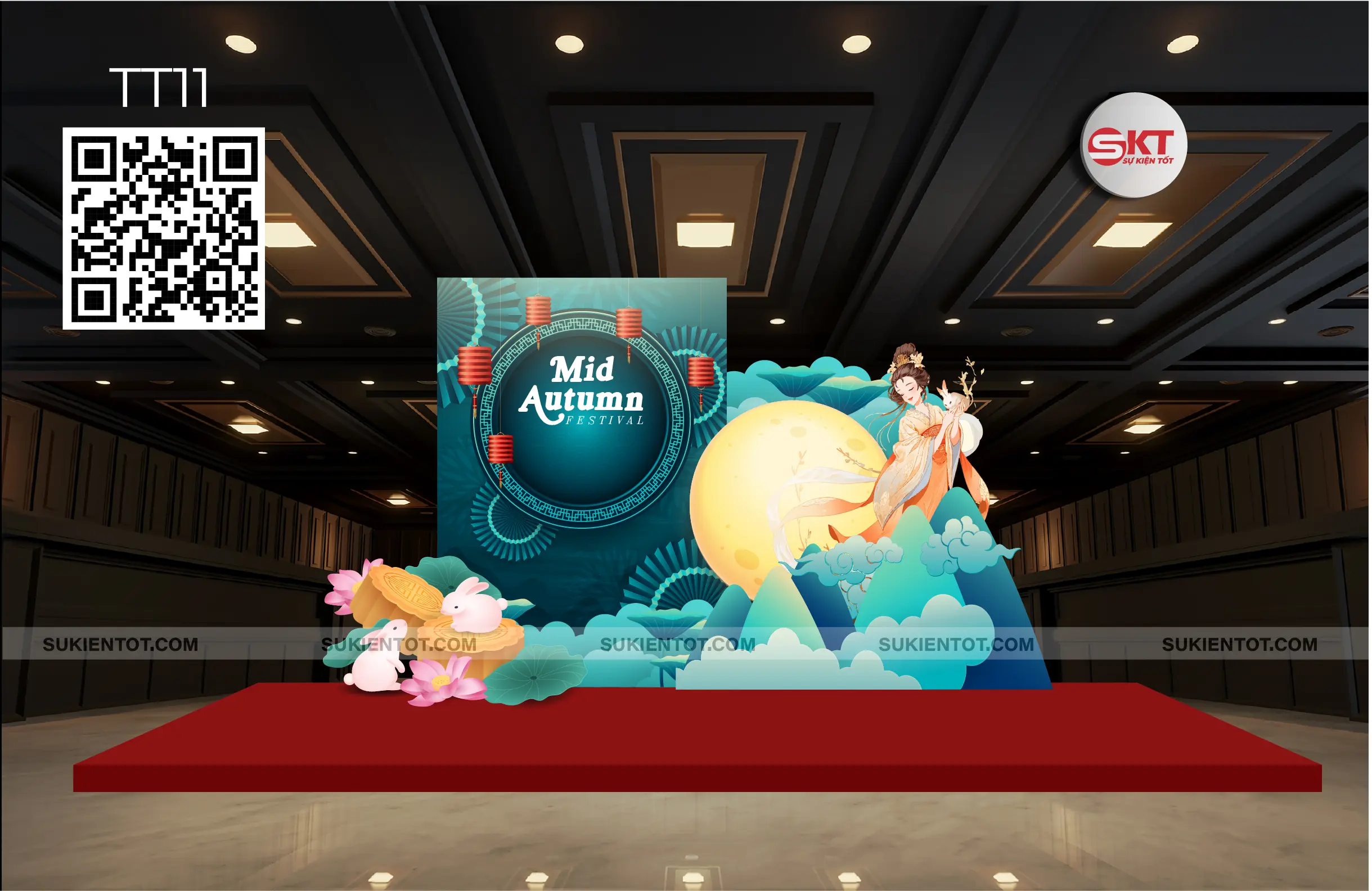 File thiết kế Trung Thu tone xanh TT11