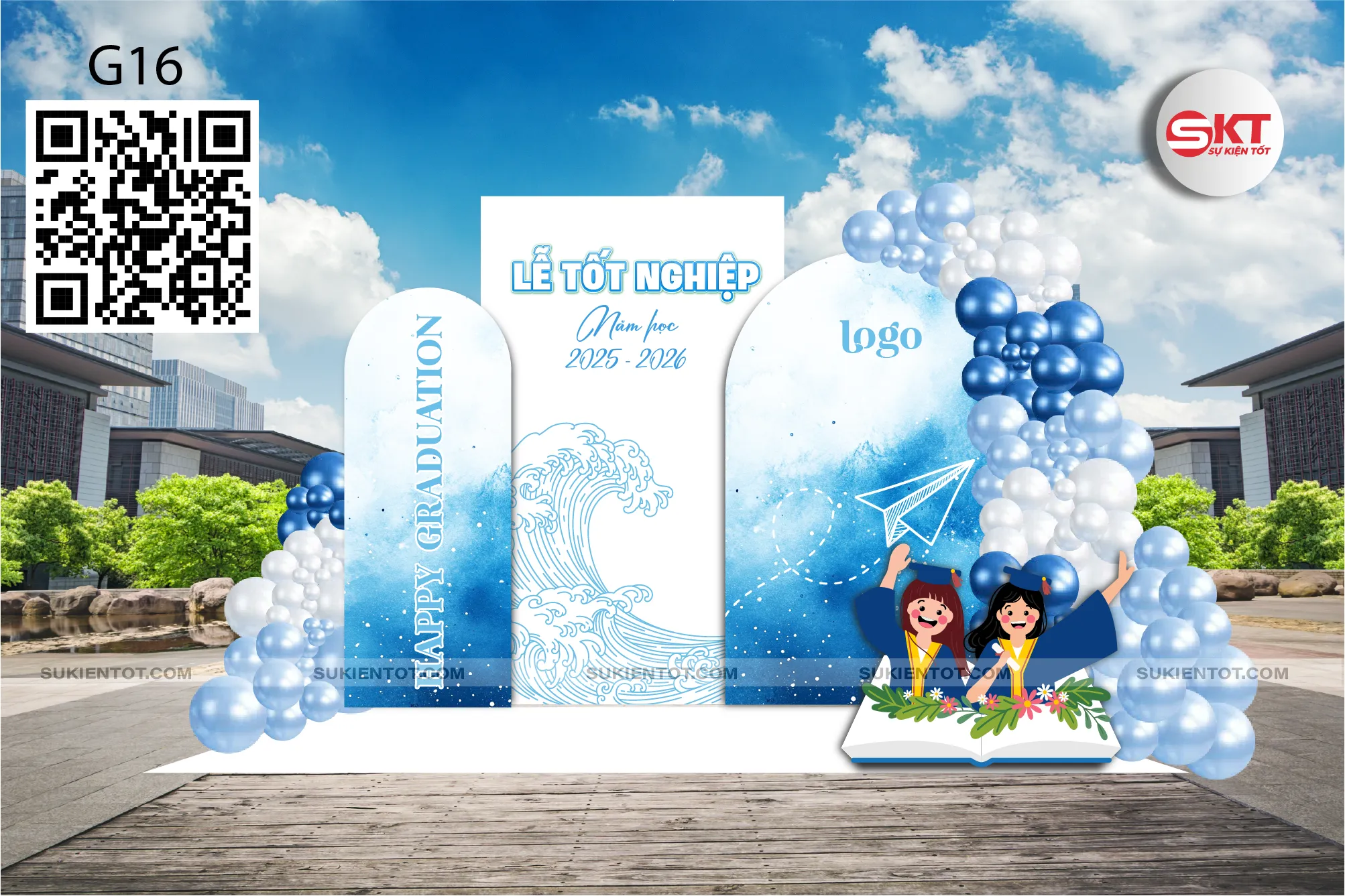 File thiết kế lễ tốt nghiệp tone xanh da trời G16