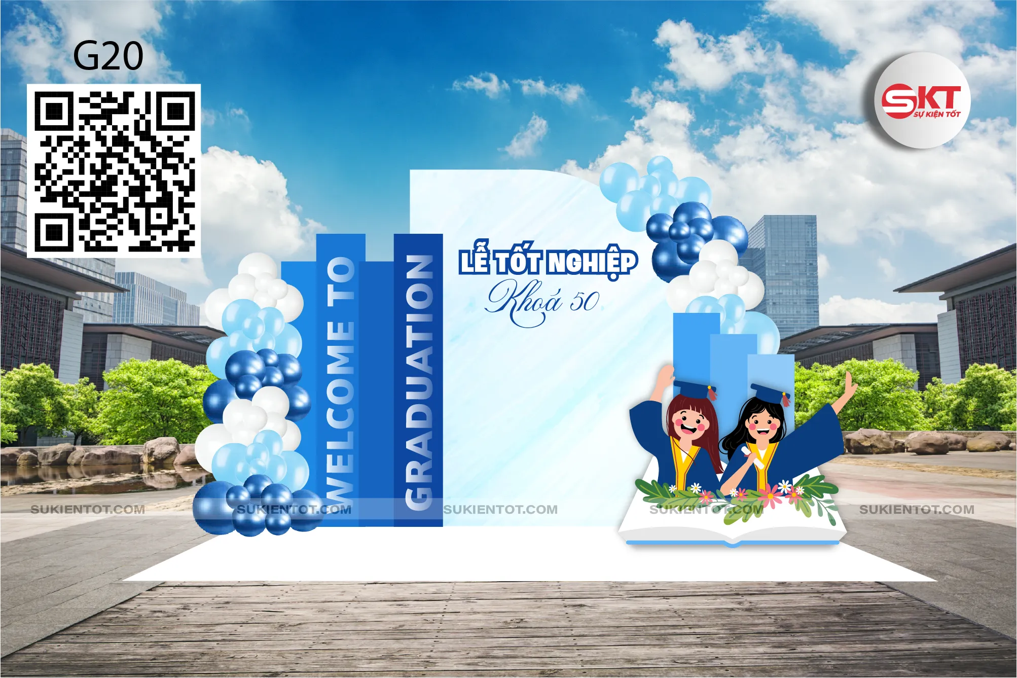 File thiết kế lễ tốt nghiệp tone xanh da trời G20