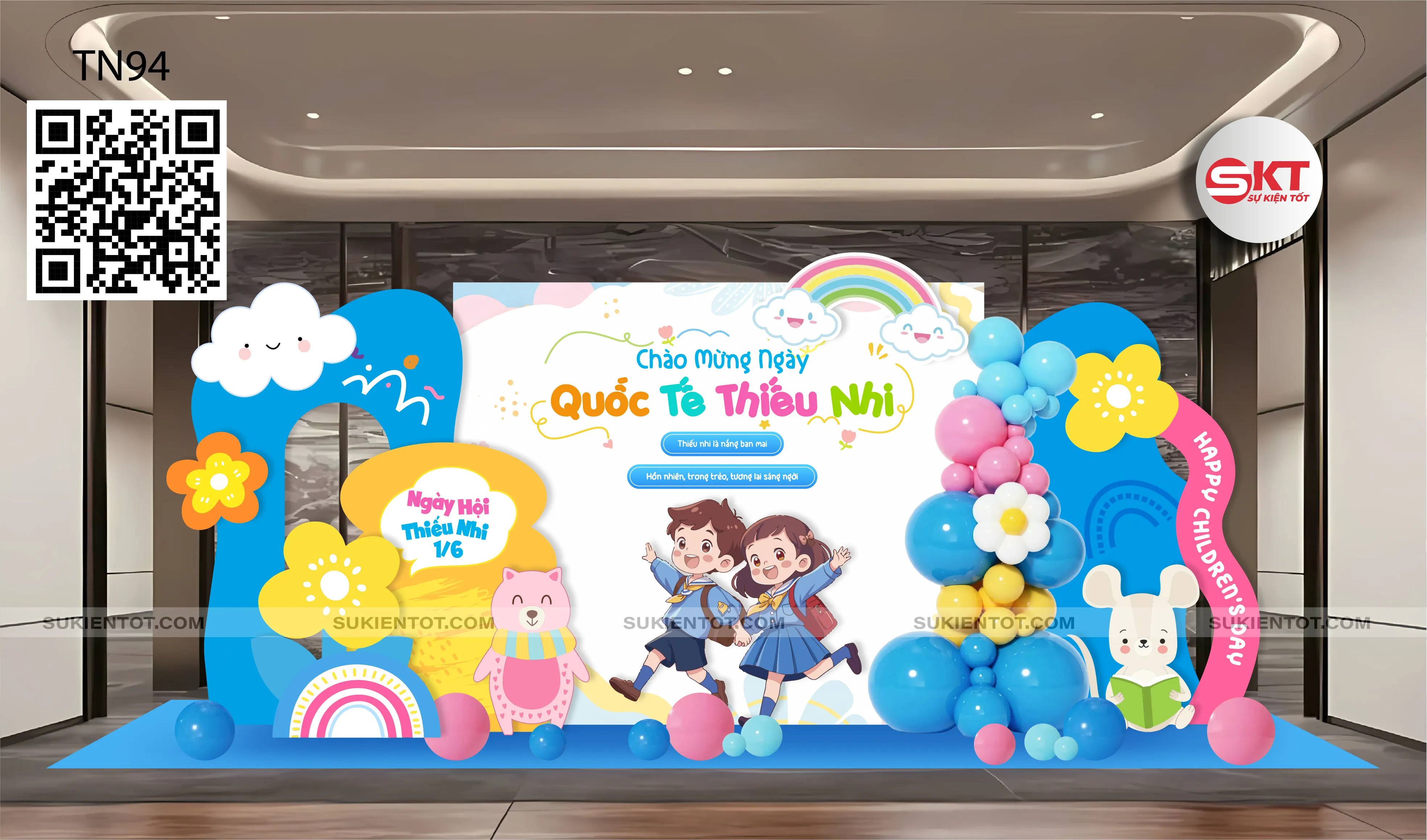 File thiết kế Quốc Tế Thiếu Nhi tone xanh da trời TN94