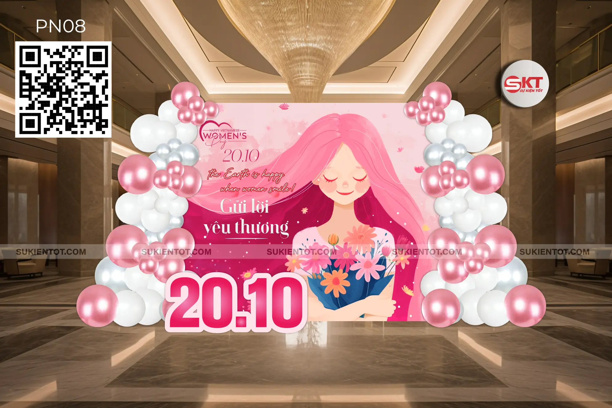 File thiết kế ngày  20/10 phụ nữ Việt Nam tone hồng PN08