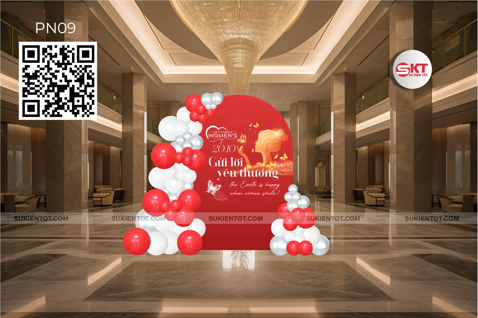 File thiết kế ngày  20/10 phụ nữ Việt Nam tone đỏ PN09