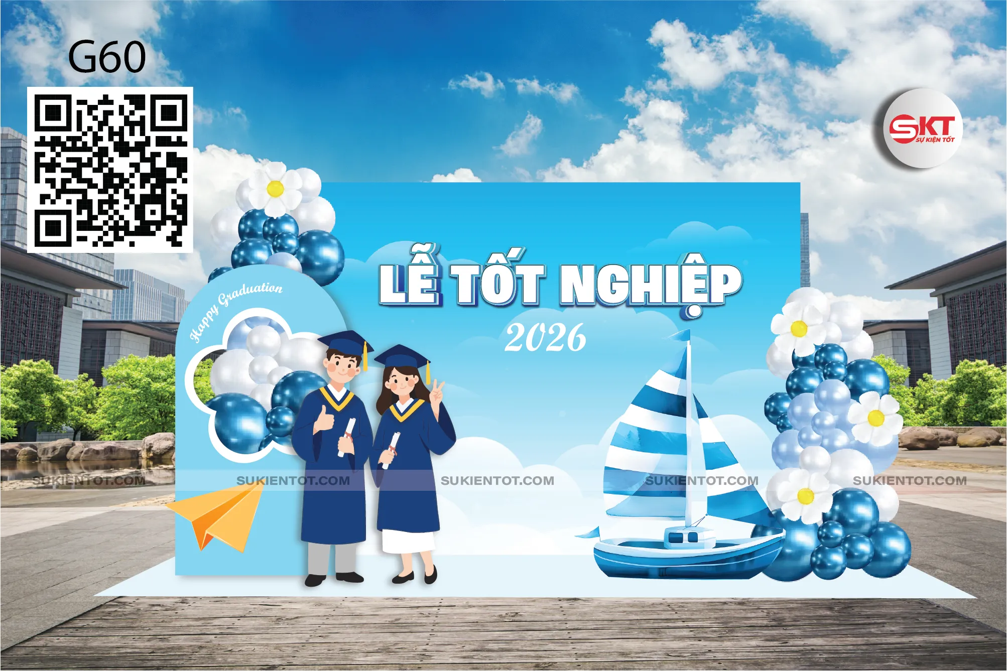 File thiết kế lễ tốt nghiệp tone xanh da trời G60
