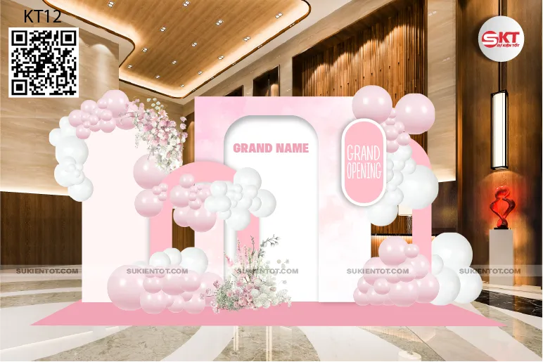 File thiết kế khai trương tone hồng KT12