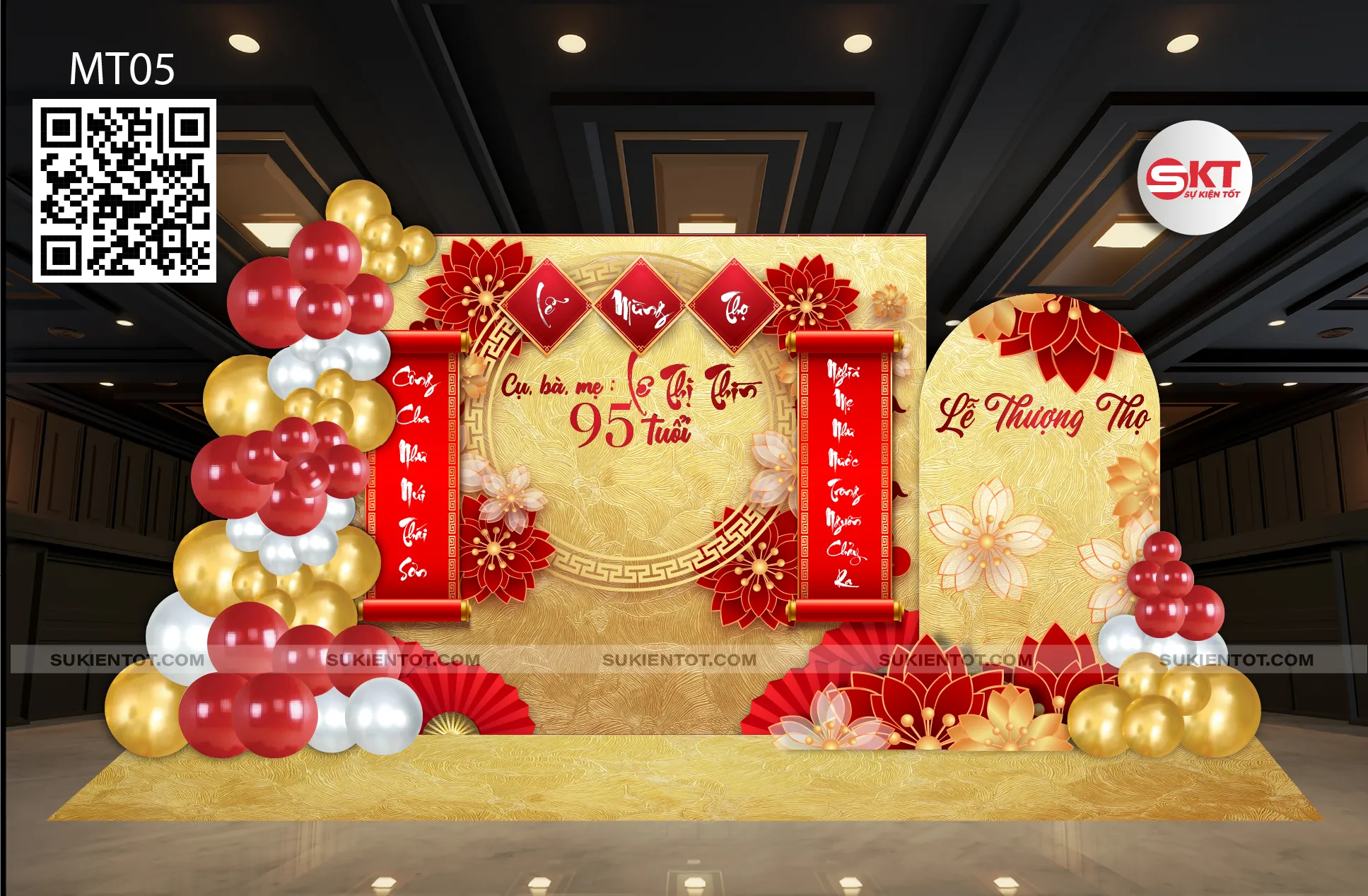 File thiết kế mừng thọ tone đỏ vàng MT05
