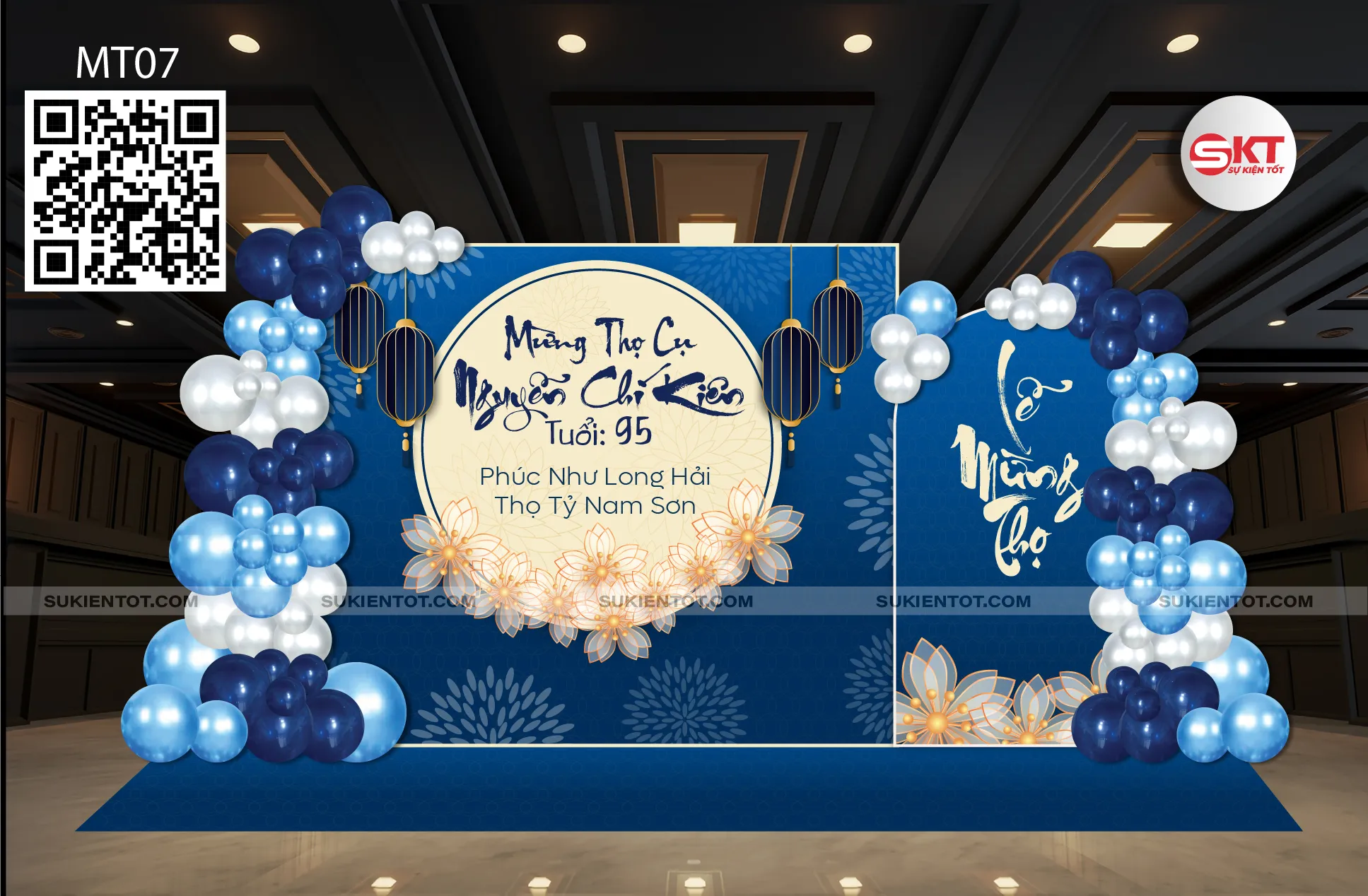 File thiết kế mừng thọ tone xanh dương MT07
