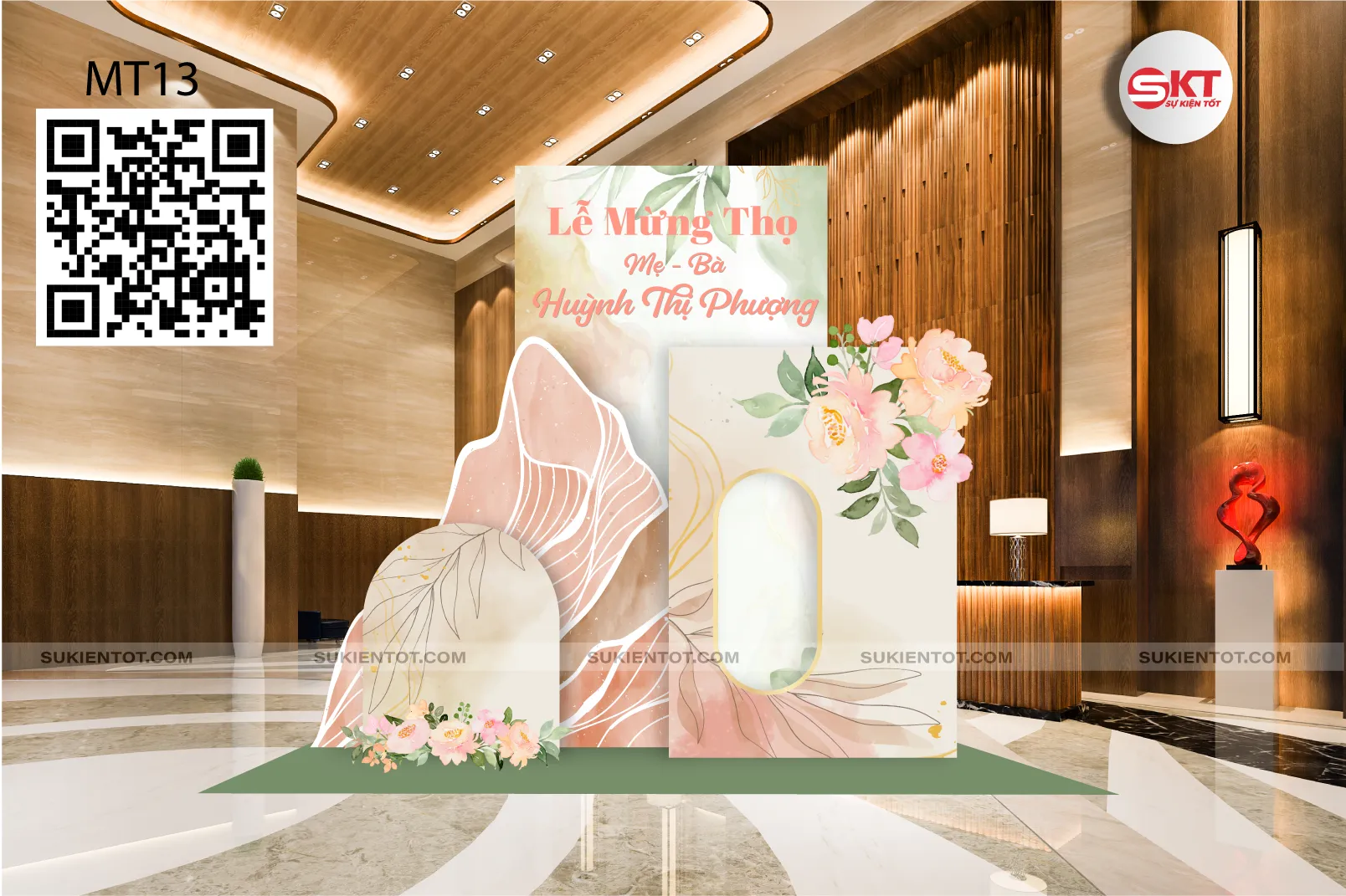 File thiết kế mừng thọ tone hồng MT13