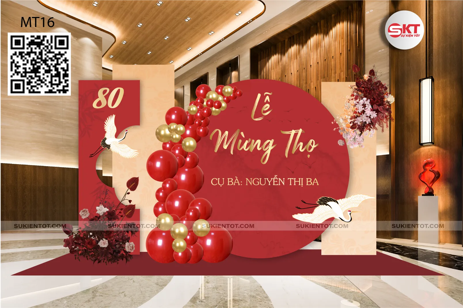 File thiết kế mừng thọ tone đỏ MT16