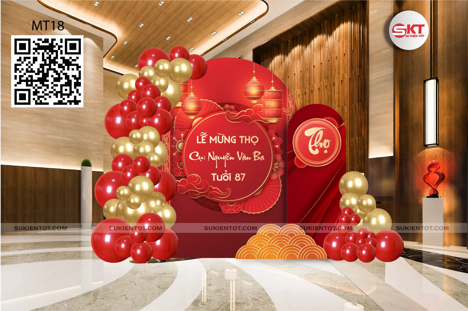 File thiết kế mừng thọ tone đỏ MT18