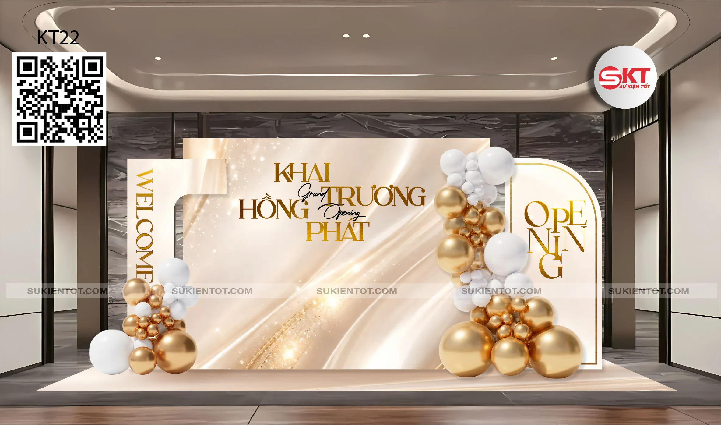 File thiết kế khai trương tone be gold KT22