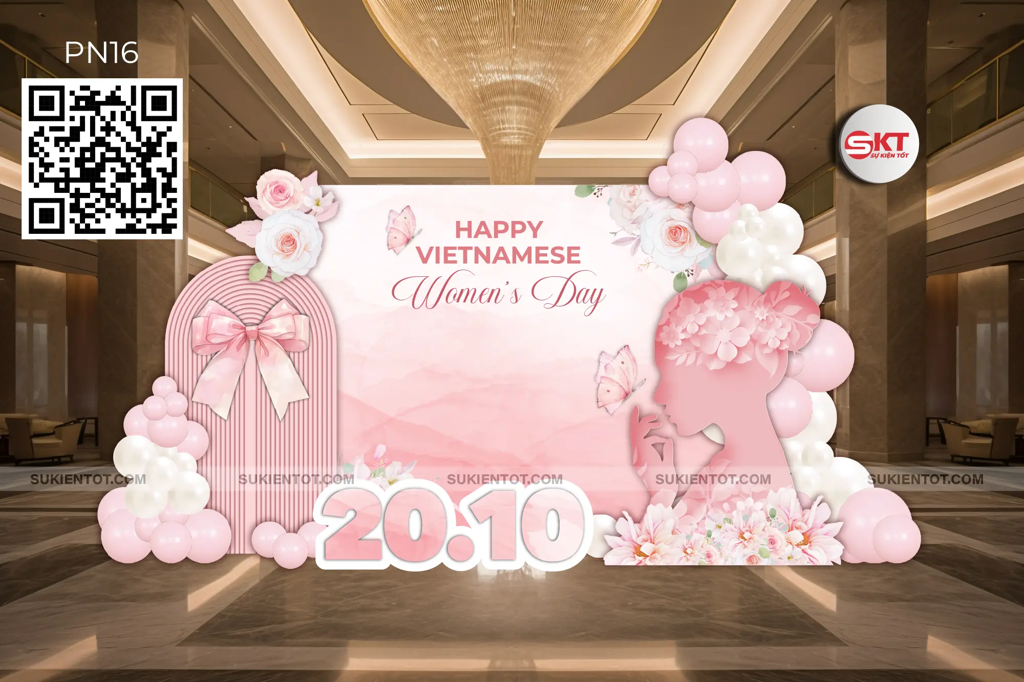 File thiết kế ngày  20/10 phụ nữ Việt Nam tone hồng PN16