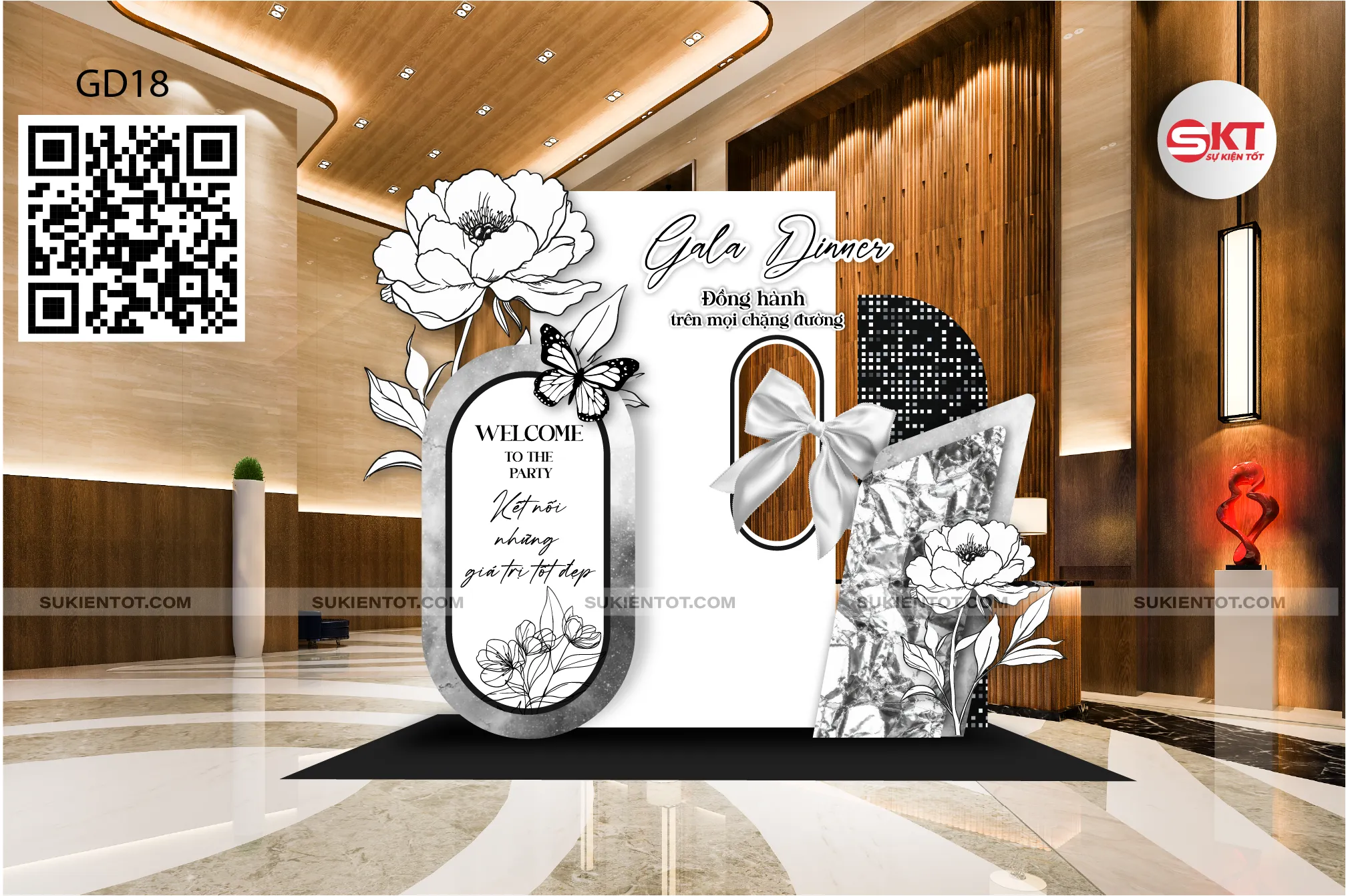 File thiết kế gala dinner tone trắng đen GD18