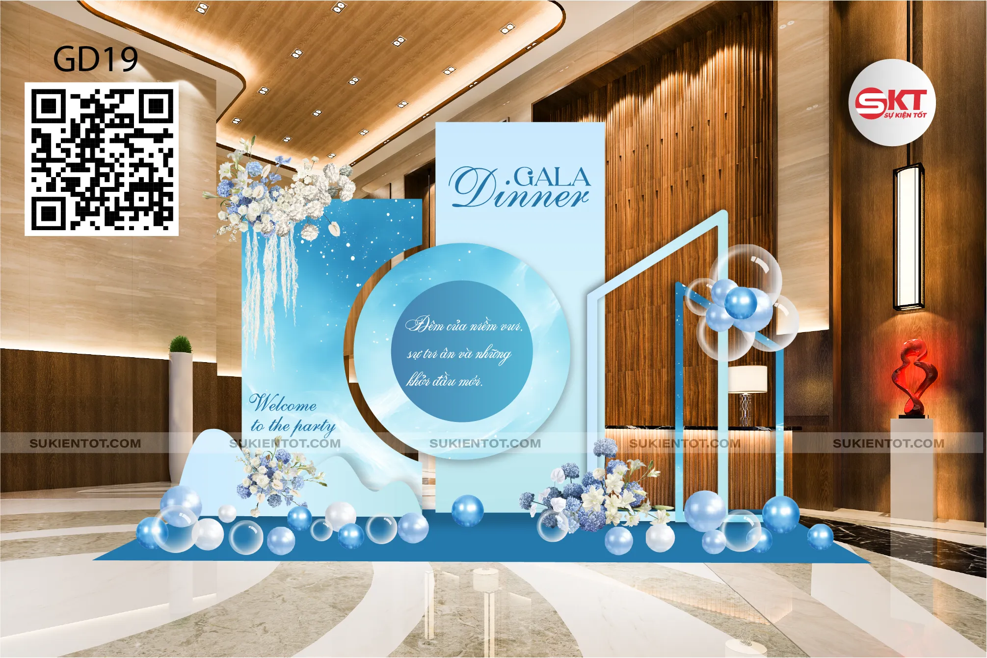 File thiết kế gala dinner tone xanh da trời GD19