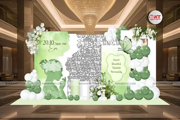 File thiết kế ngày  20/10 phụ nữ Việt Nam tone xanh lá PN17