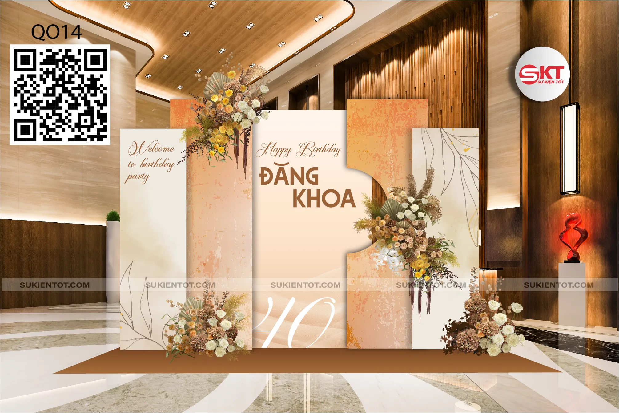 File thiết kế sinh nhật quý ông tone be nâu QO14