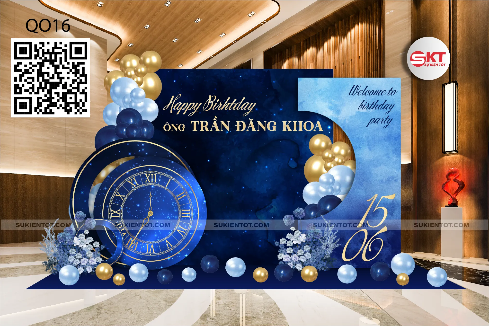 File thiết kế sinh nhật quý ông tone xanh dương QO16