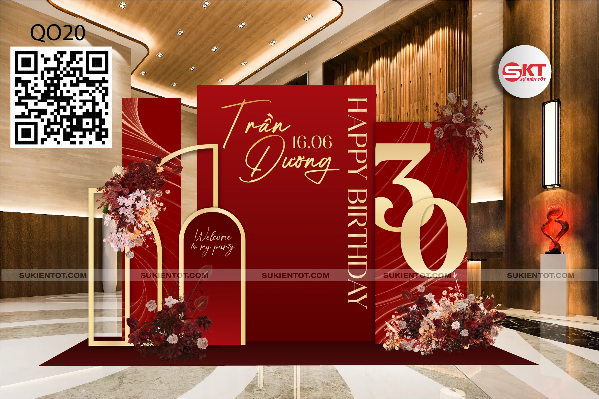 File thiết kế sinh nhật quý ông tone đỏ QO20