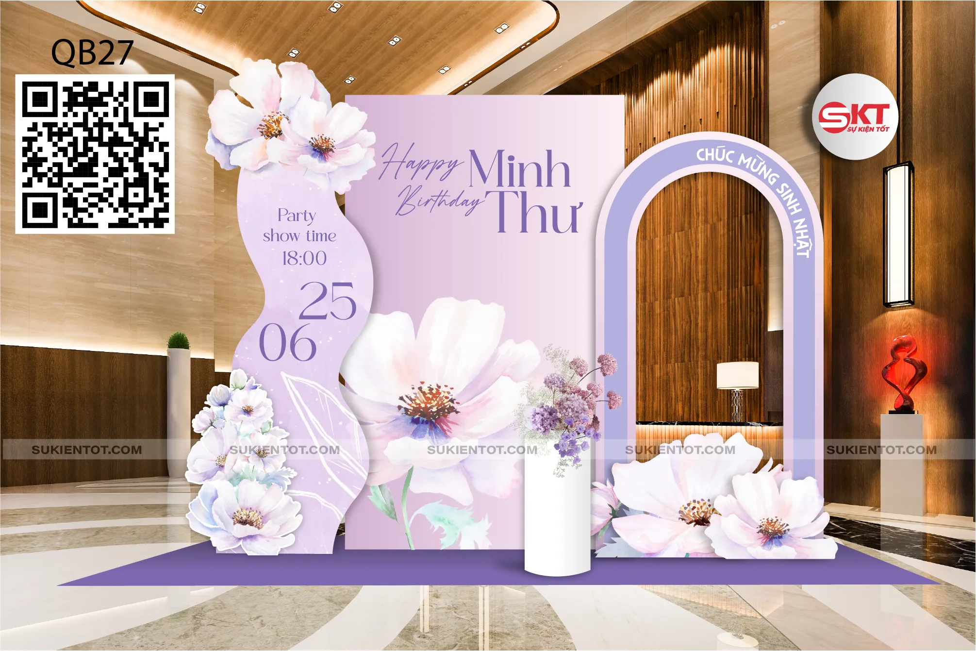 File thiết kế sinh nhật quý bà tone tím QB27