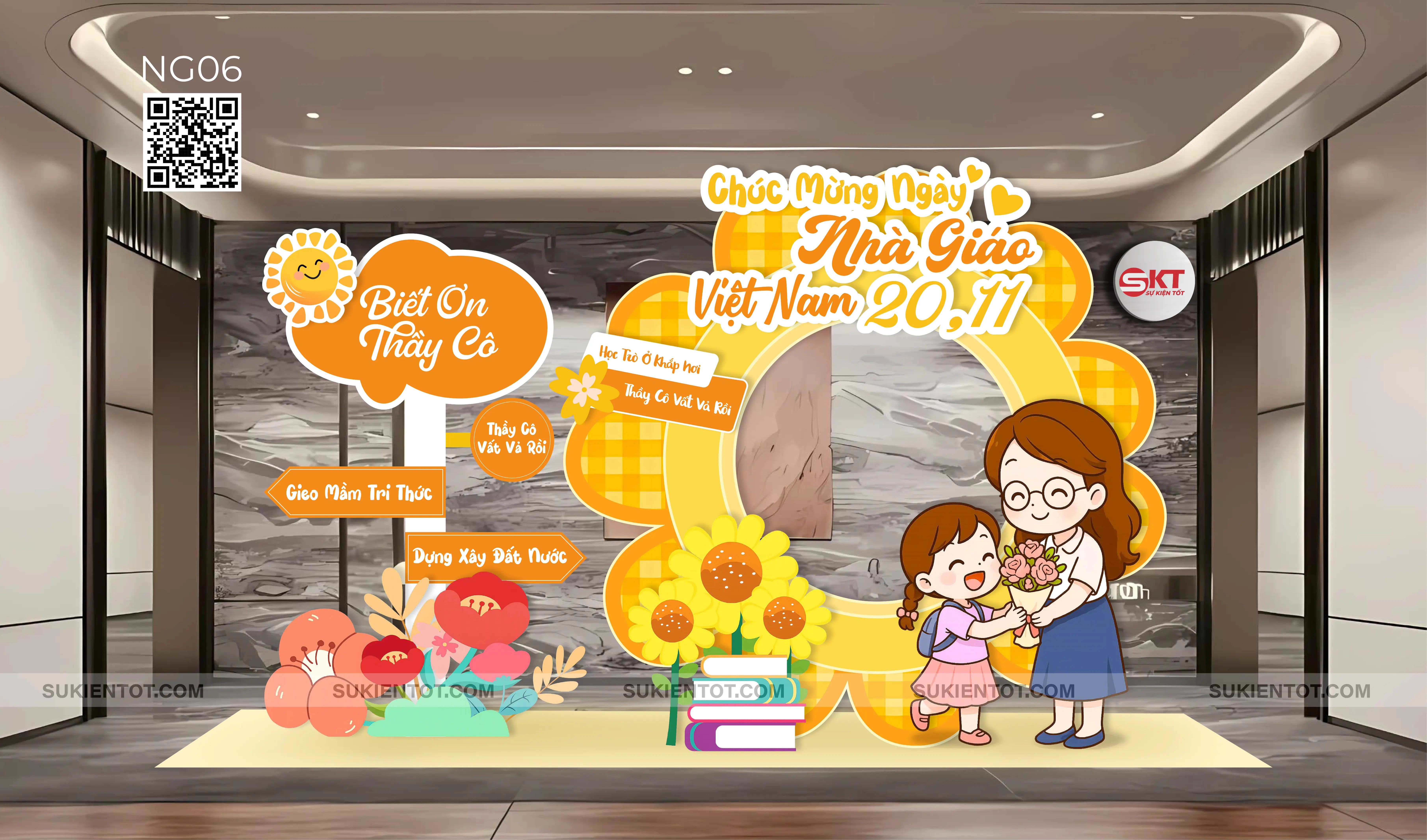 File thiết kế ngày 20/11 nhà giáo Việt Nam tone vàng cam NG06