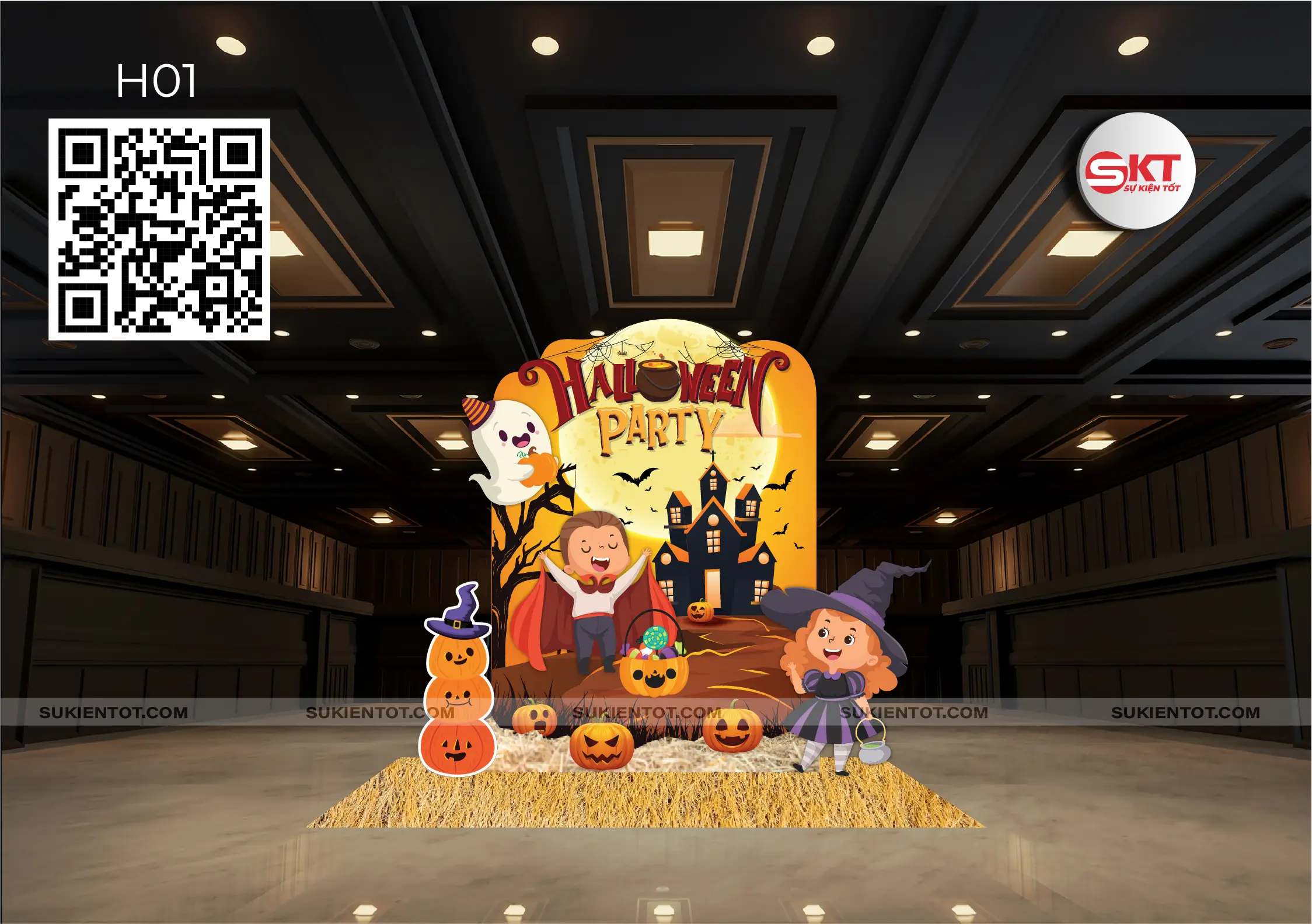File thiết kế halloween tone cam H01