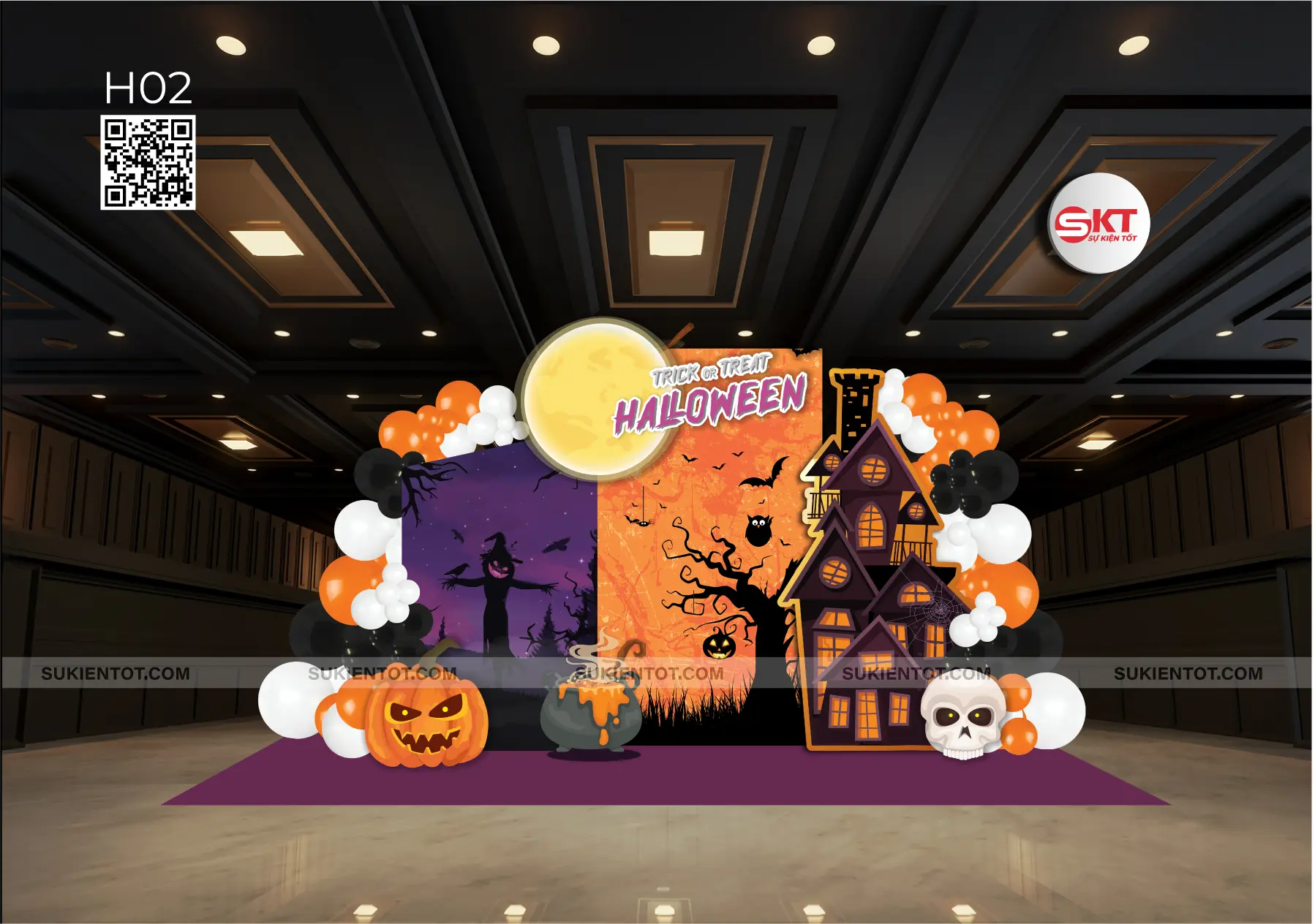 File thiết kế Halloween tone cam tím H02