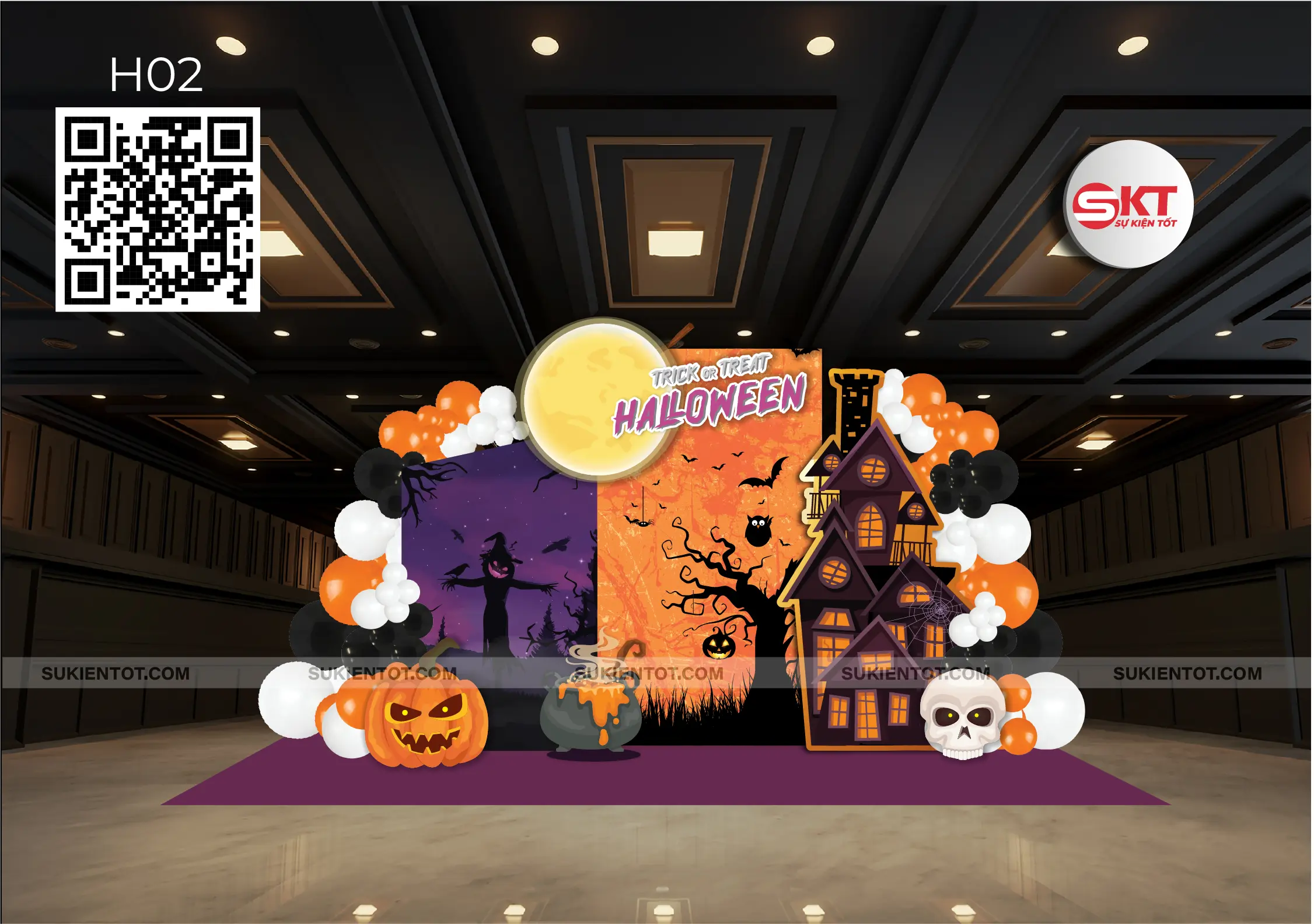 File thiết kế Halloween tone cam tím H02