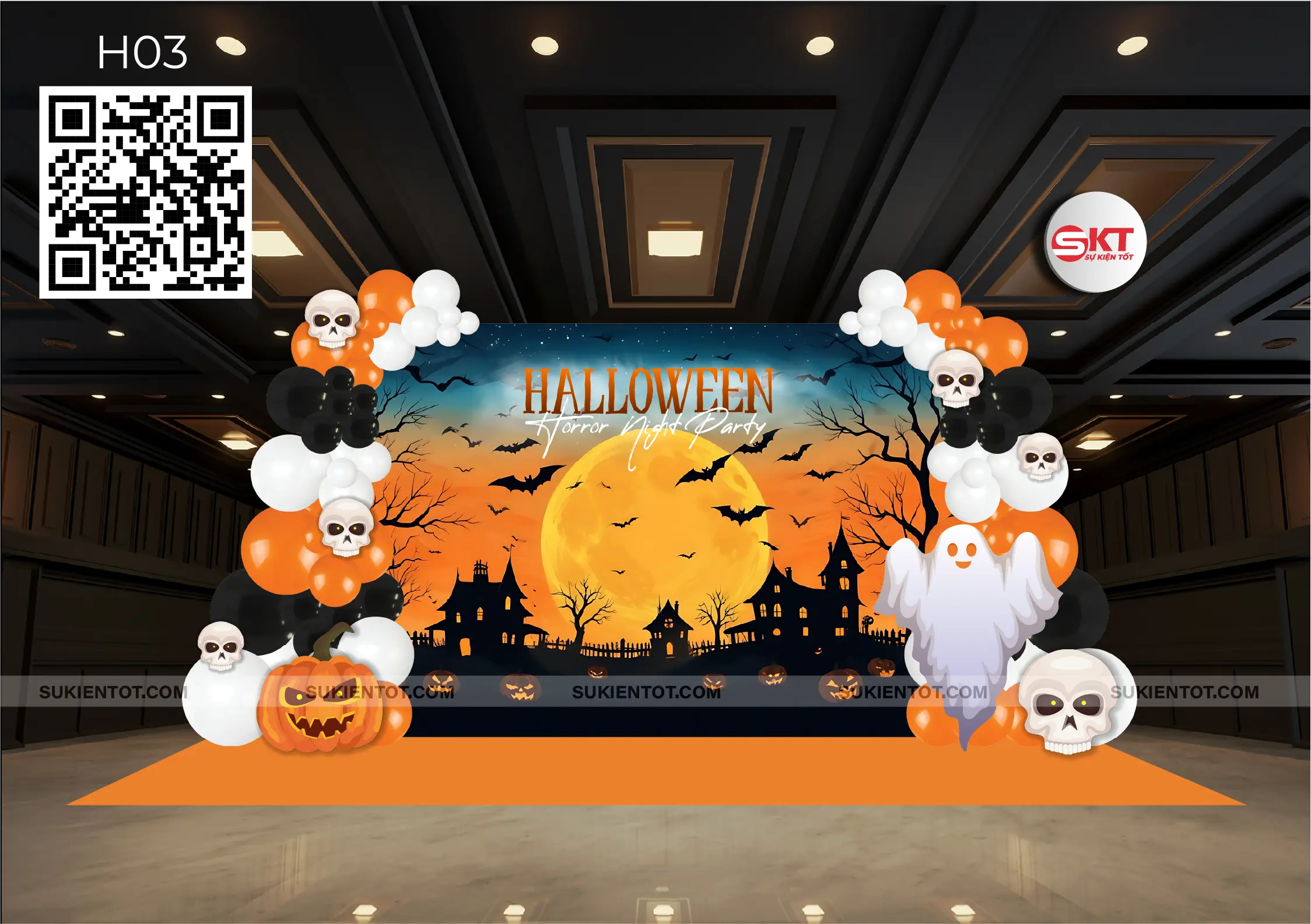 File thiết kế Halloween tone cam H03