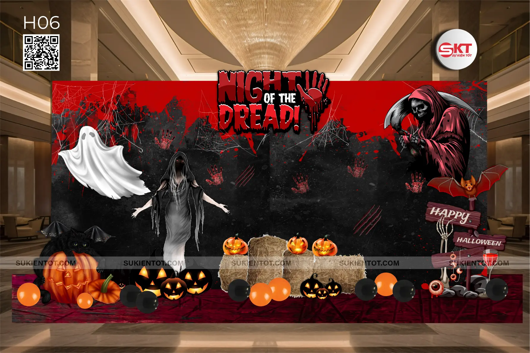 File thiết kế Halloween tone đỏ đen H06