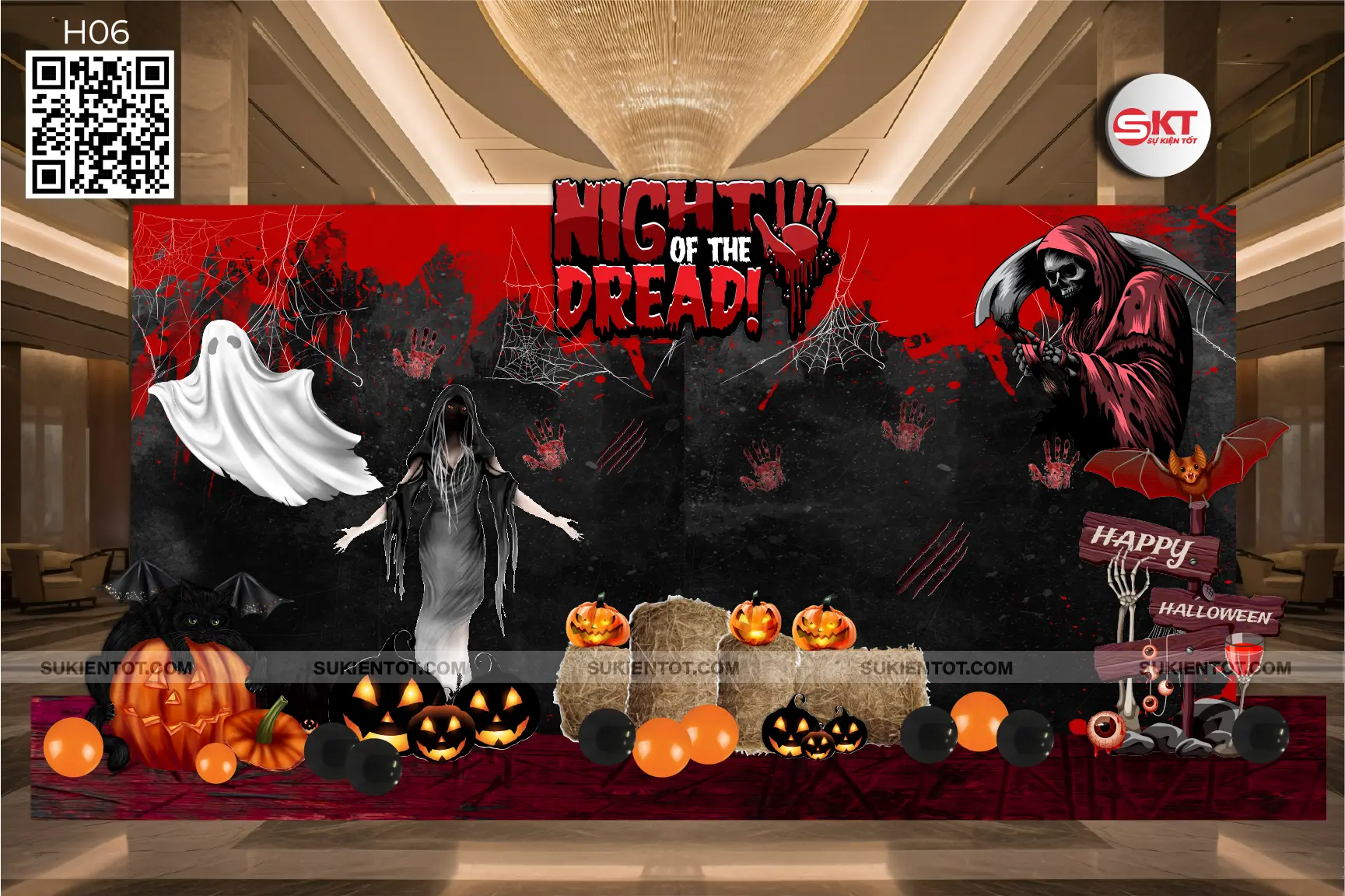 File thiết kế Halloween tone đỏ đen H06