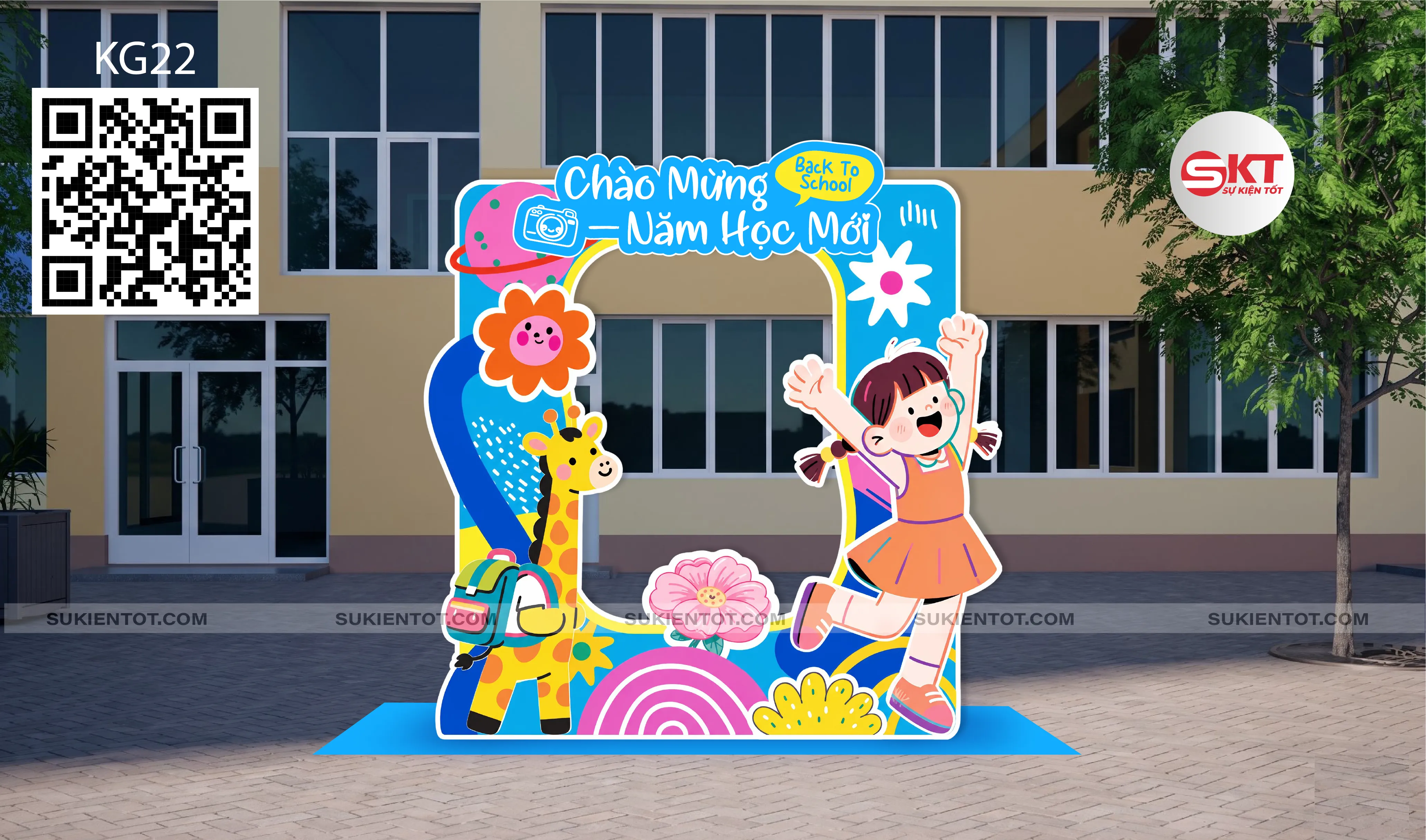 File thiết kế Lễ Khai Giảng tone xanh KG22