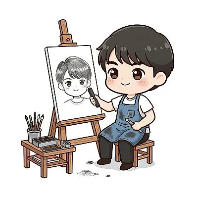 Họa sĩ ký họa chì than 